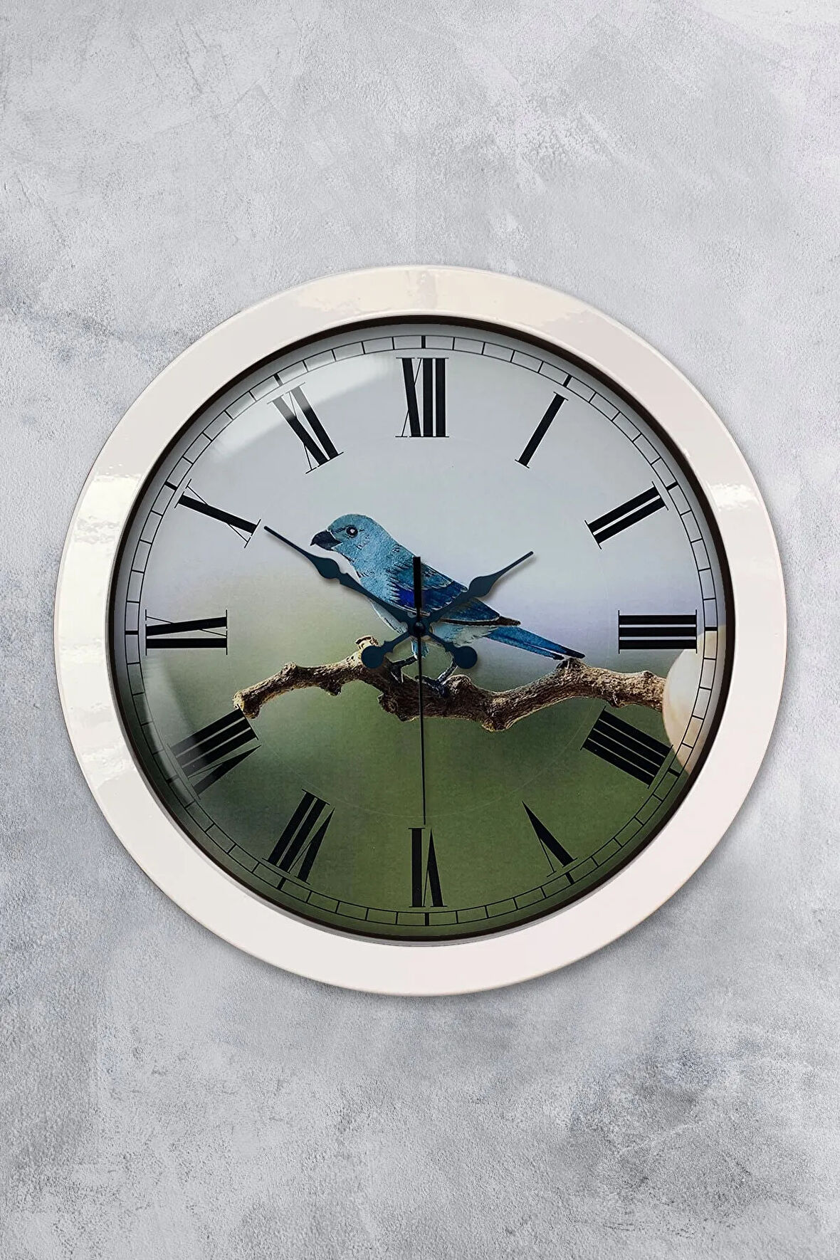 Hediyelik 36 Cm Beyaz Metal Bird Duvar Saati