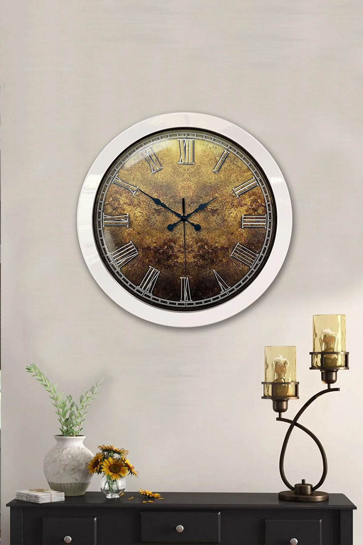 Hediyelik 36 Cm Beyaz Metal Girne Duvar Saati