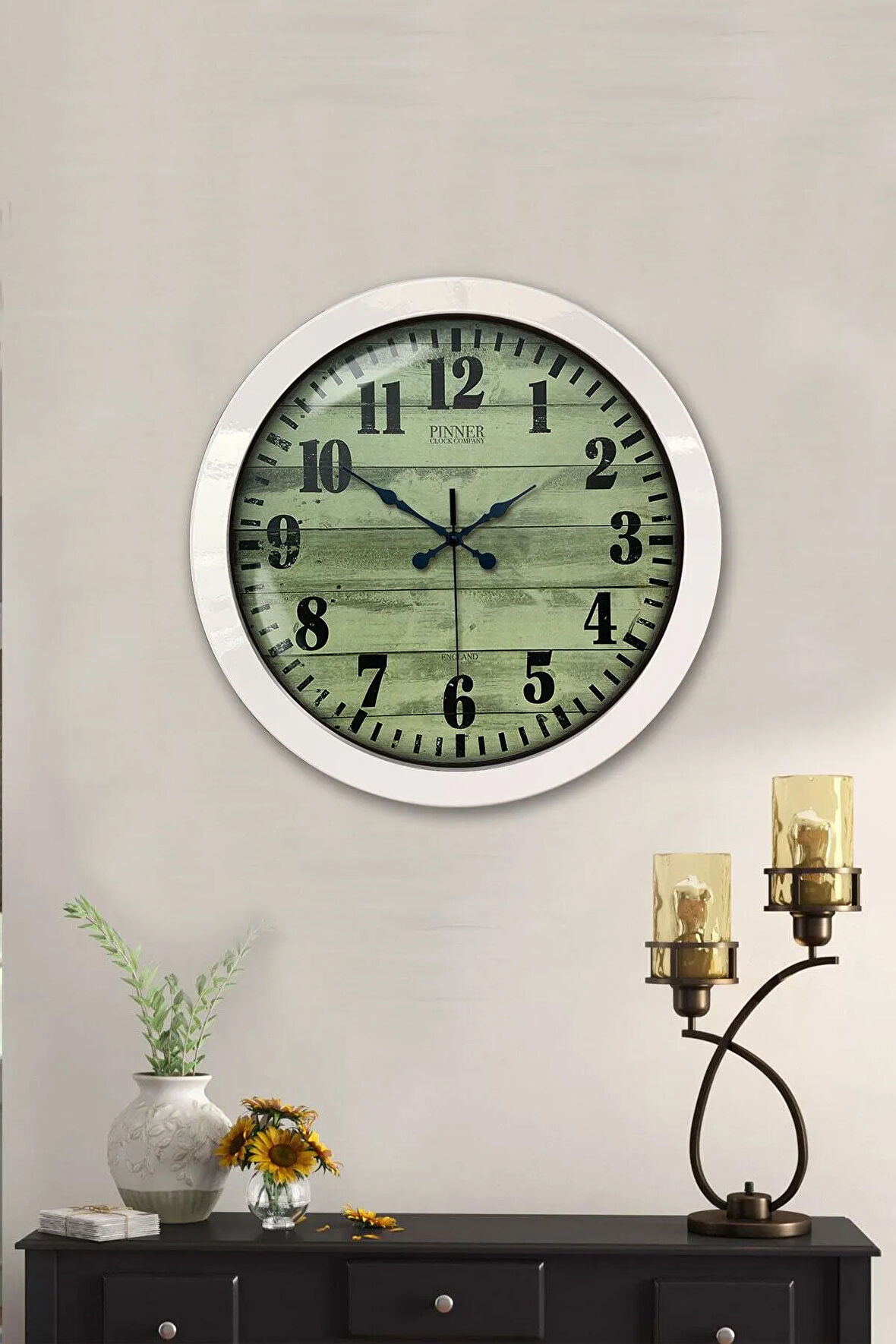 Hediyelik 36 Cm Beyaz Metal Dekoratif Duvar Saati