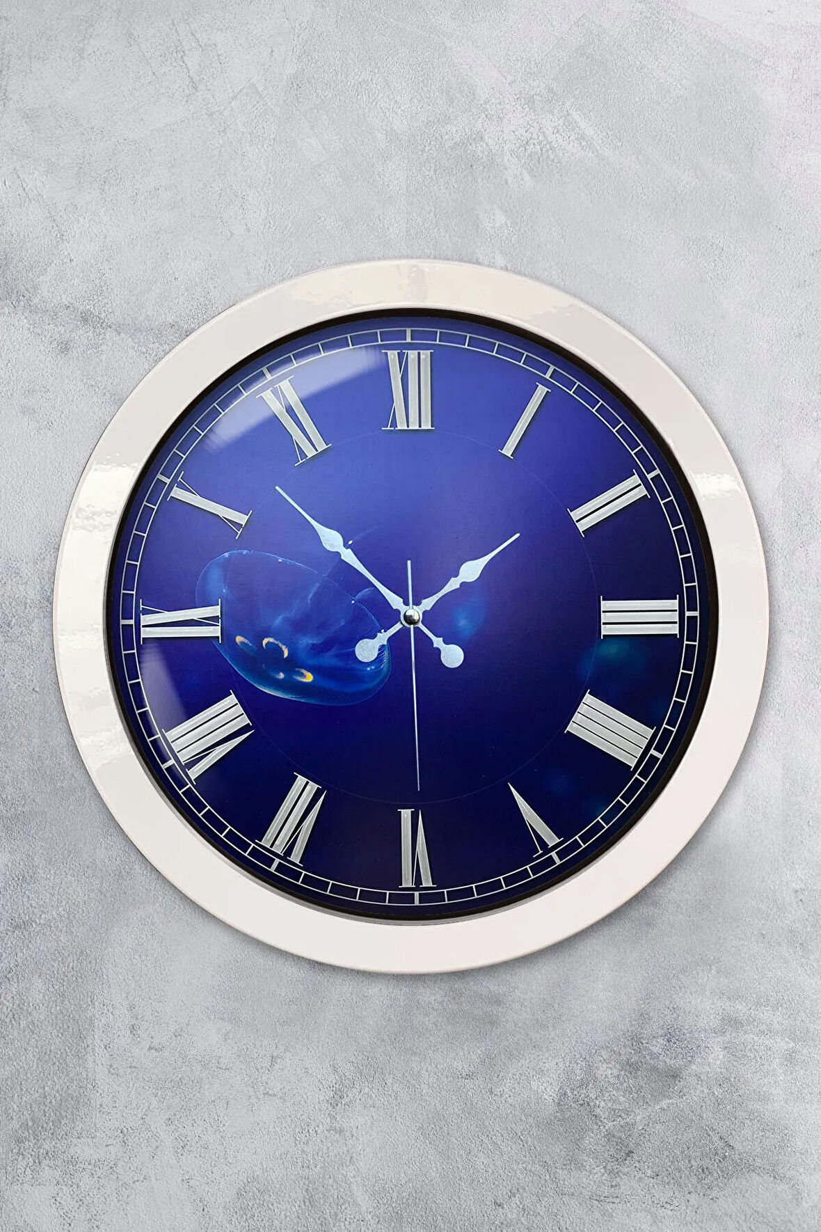 Hediyelik 36 Cm Beyaz Metal Sonsuz Mavilik Duvar Saati