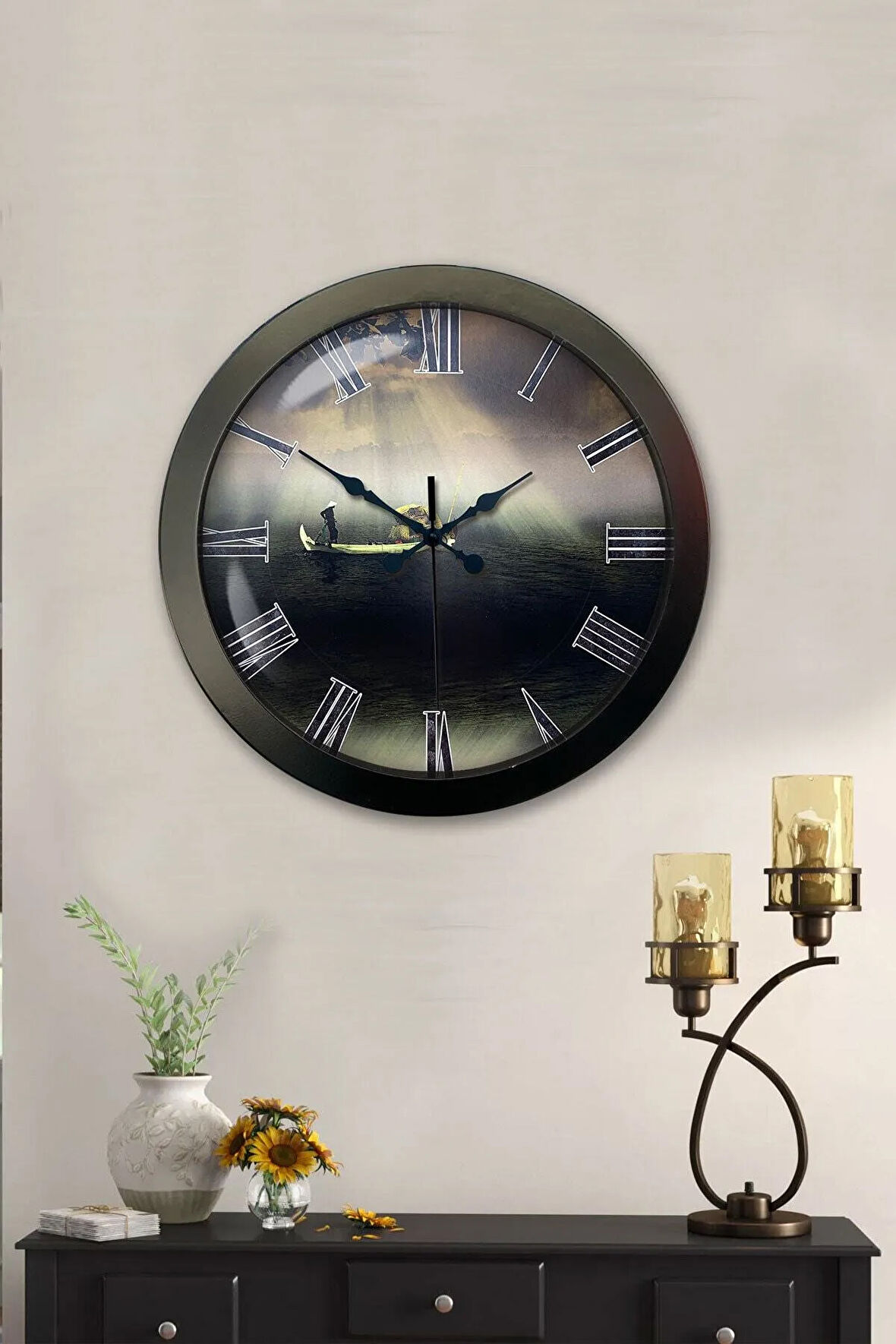 Hediyelik 36 Cm Siyah Metal Huzur Duvar Saati