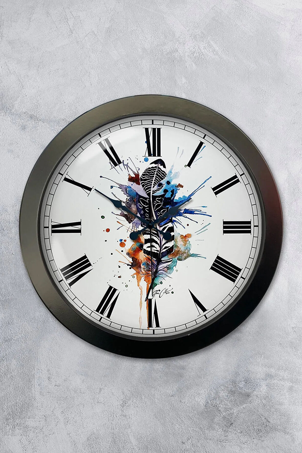 Hediyelik 36 Cm Siyah Metal Modern Duvar Saati