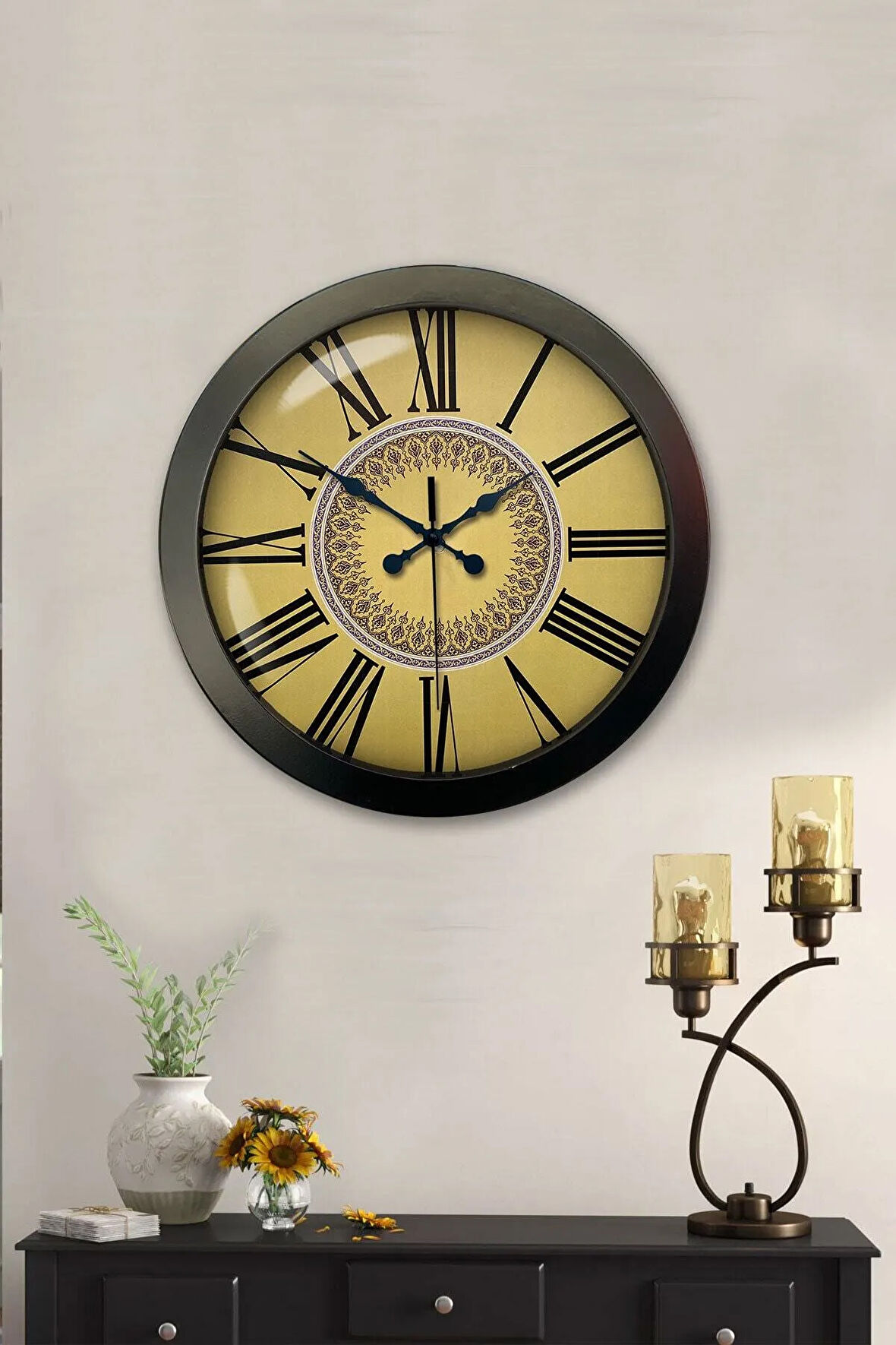 Hediyelik 36 Cm Siyah Metal Roma Rakamlı Duvar Saati