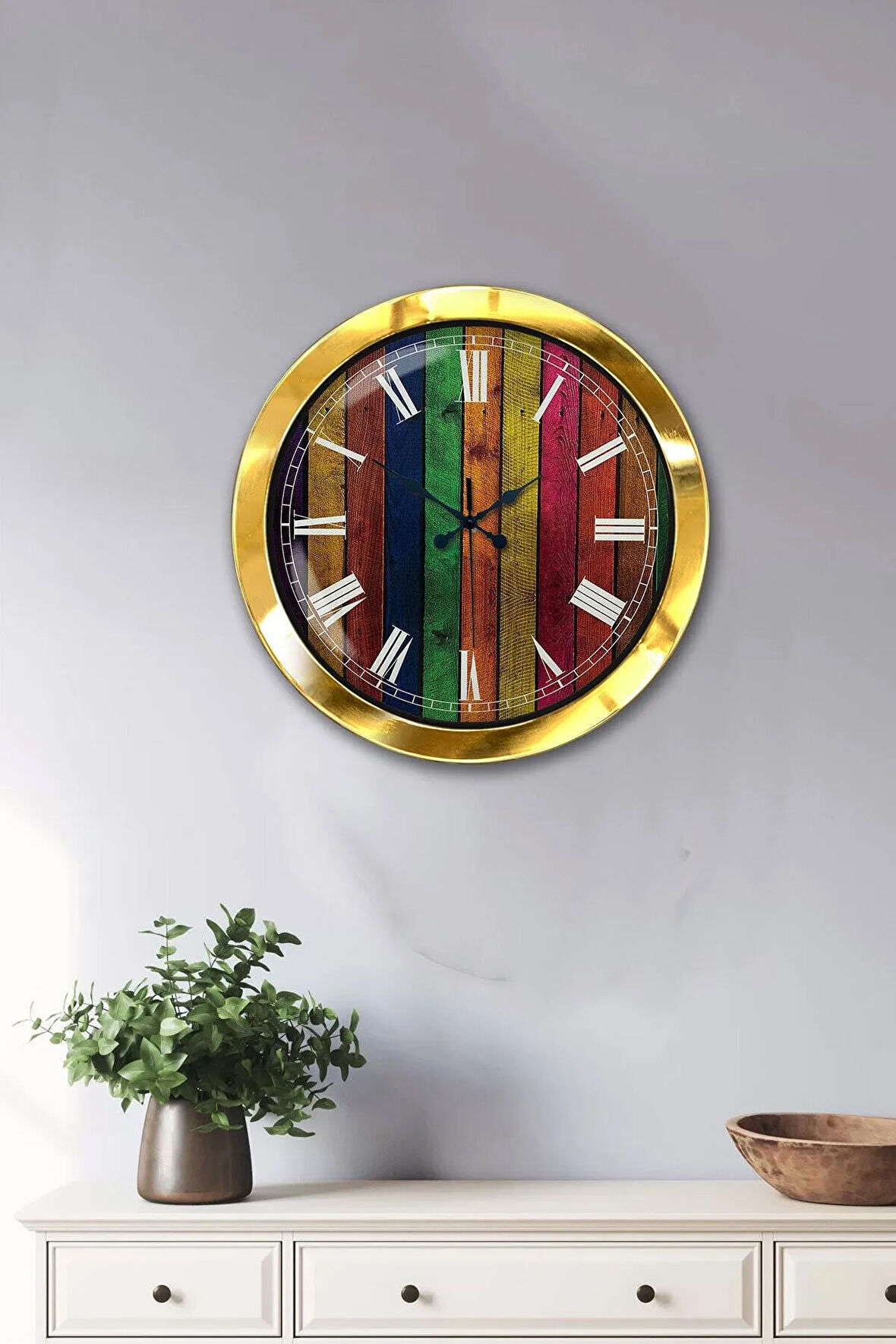 Hediyelik 36 Cm Gold Metal Renk Dünyası Duvar Saati