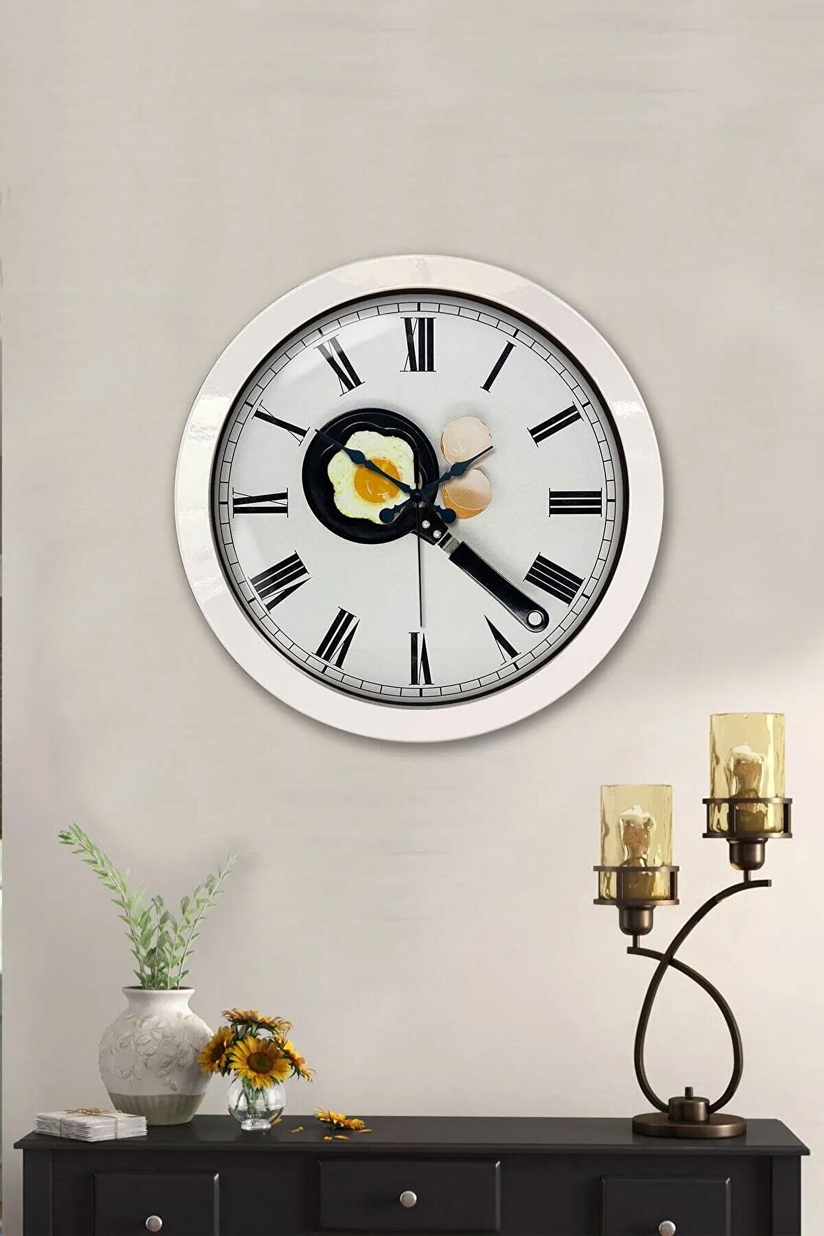 Hediyelik 36 Cm Beyaz Metal Mutfak Duvar Saati