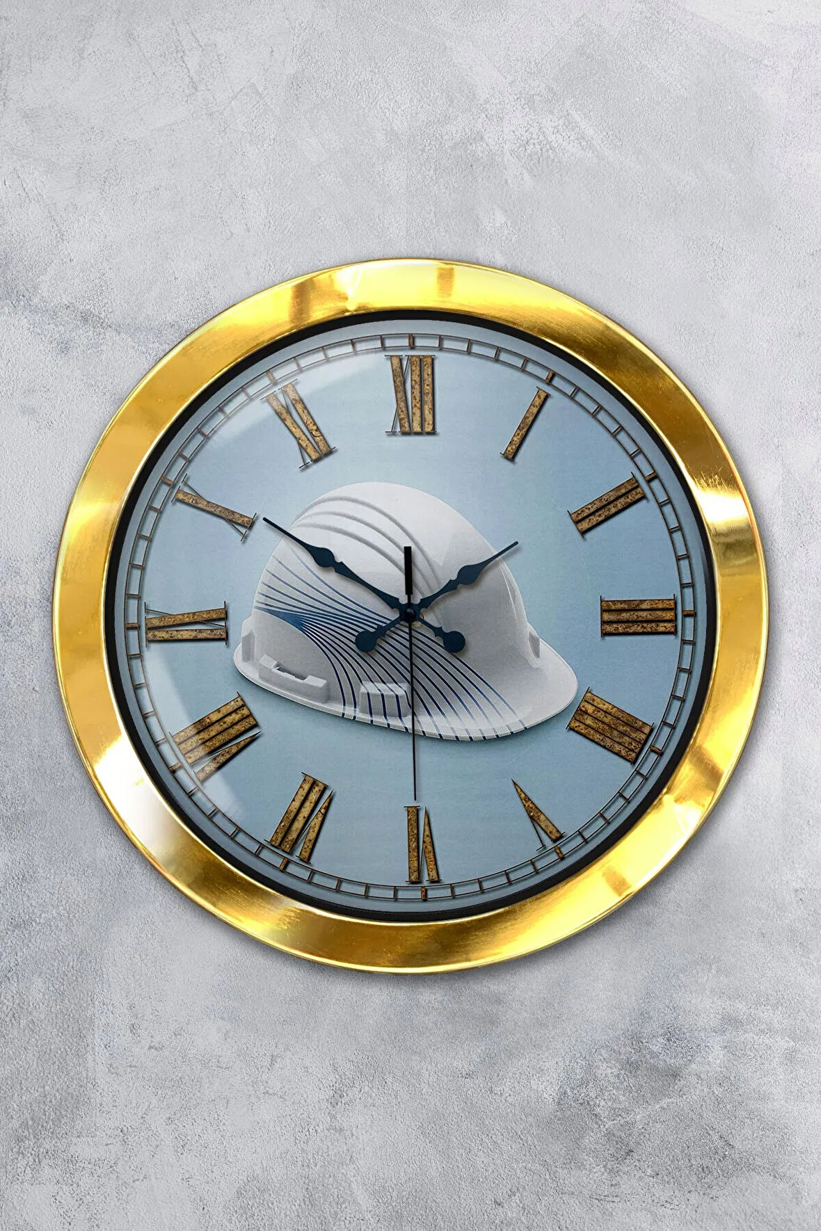 Hediyelik 36 Cm Gold Metal Inşaat Duvar Saati