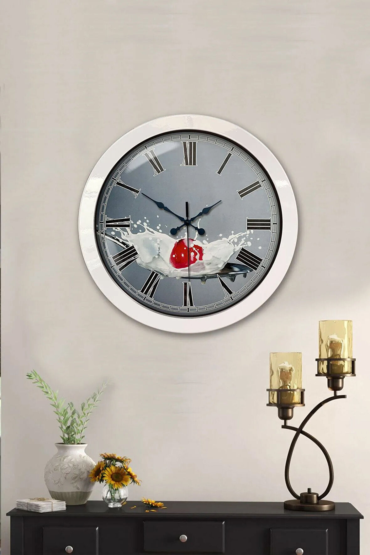 Hediyelik 36 Cm Beyaz Metal Mutfak Duvar Saati