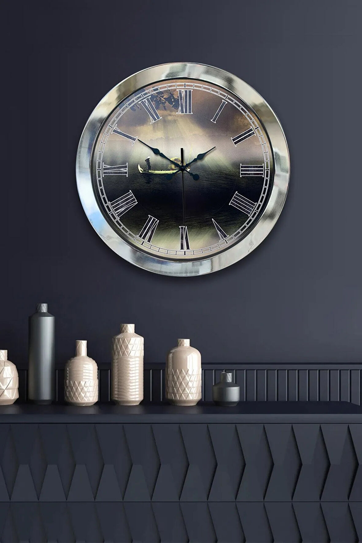 Hediyelik 36 Cm Krom Metal Huzur Duvar Saati