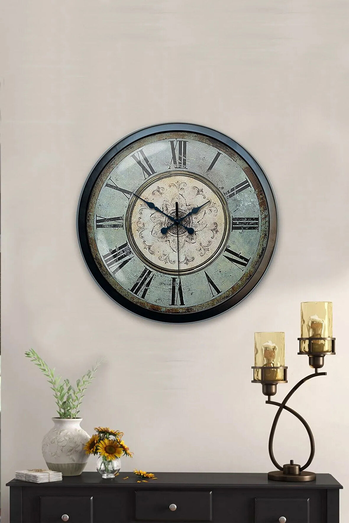 Hediyelik 40 Cm Siyah Metal Dekoratif Duvar Saati