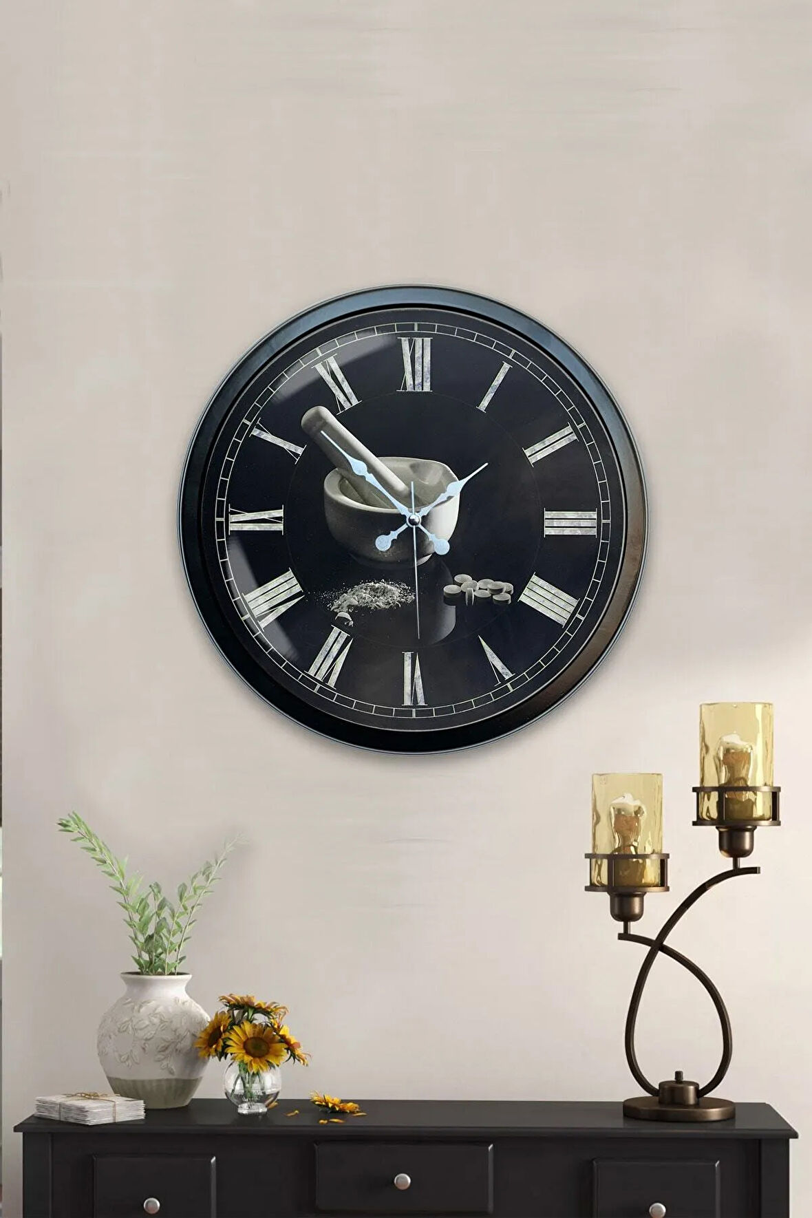 Hediyelik 40 Cm Siyah Metal Mutfak Duvar Saati