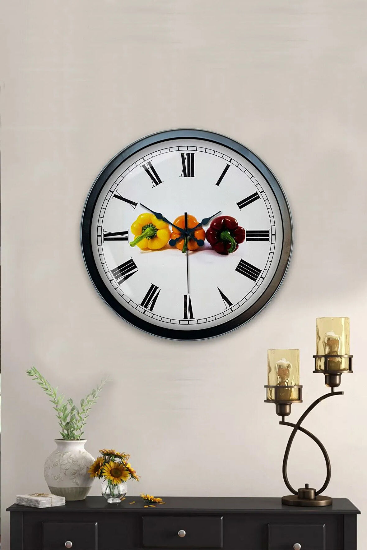 Hediyelik 40 Cm Siyah Metal Mutfak Duvar Saati