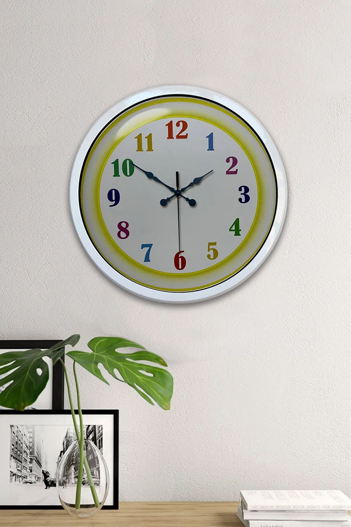 Hediyelik 40 Cm Beyaz Metal Çocuk Duvar Saati