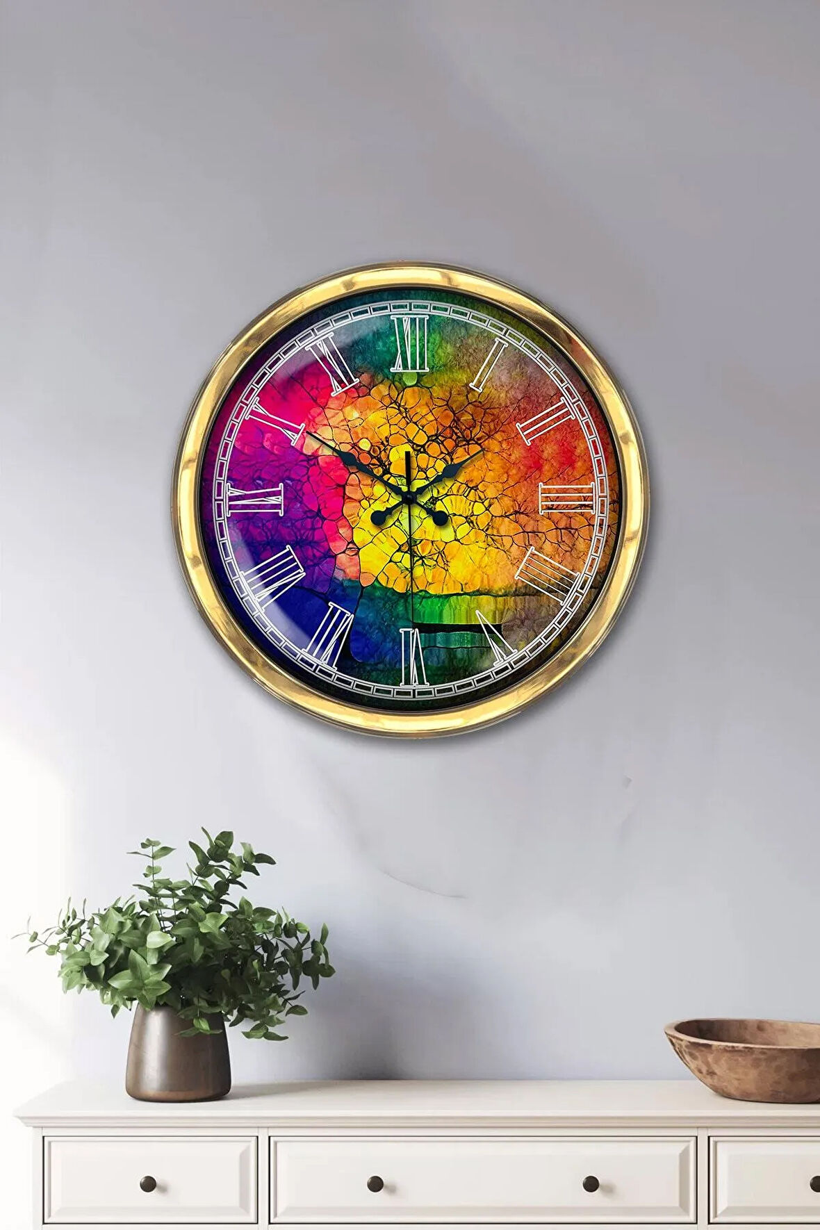 Hediyelik 40 Cm Gold Metal Color Duvar Saati