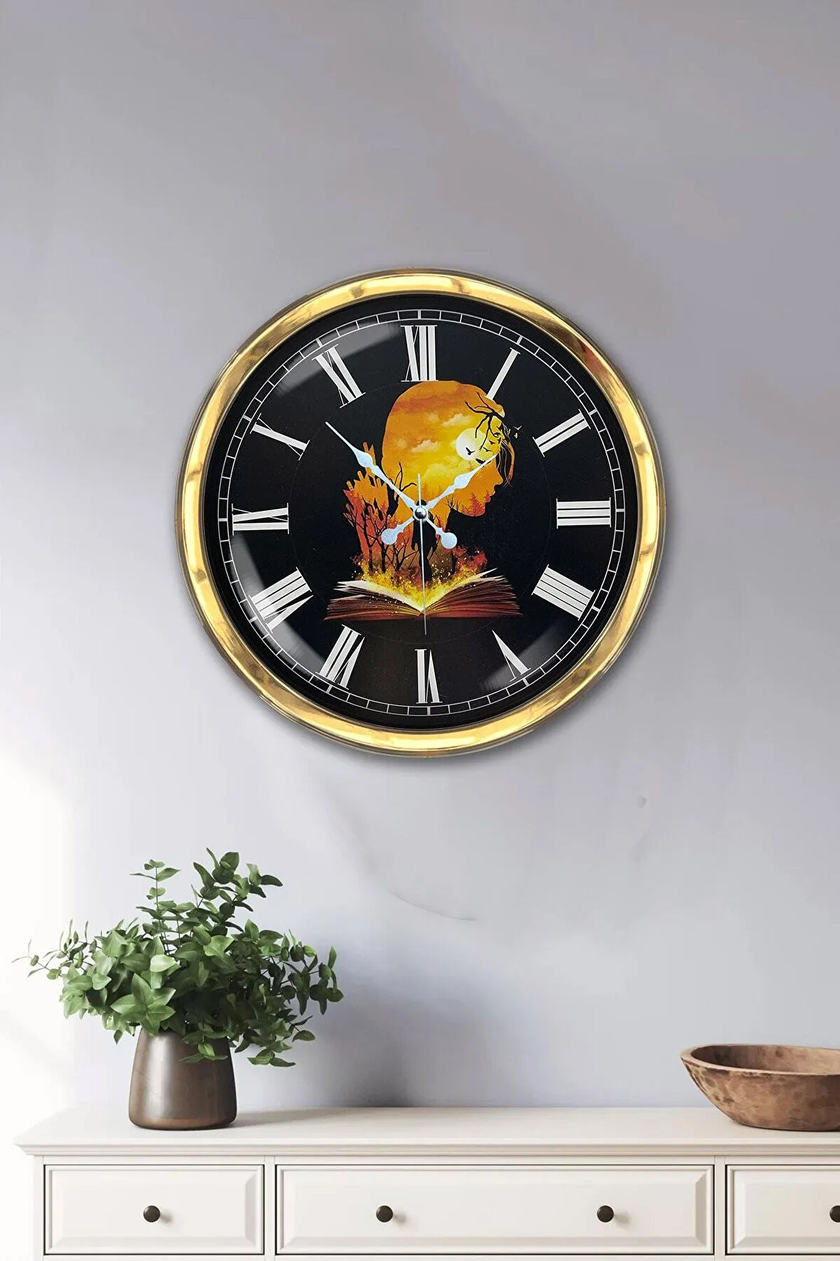 Hediyelik 40 Cm Gold Metal Kitap - Insan Duvar Saati