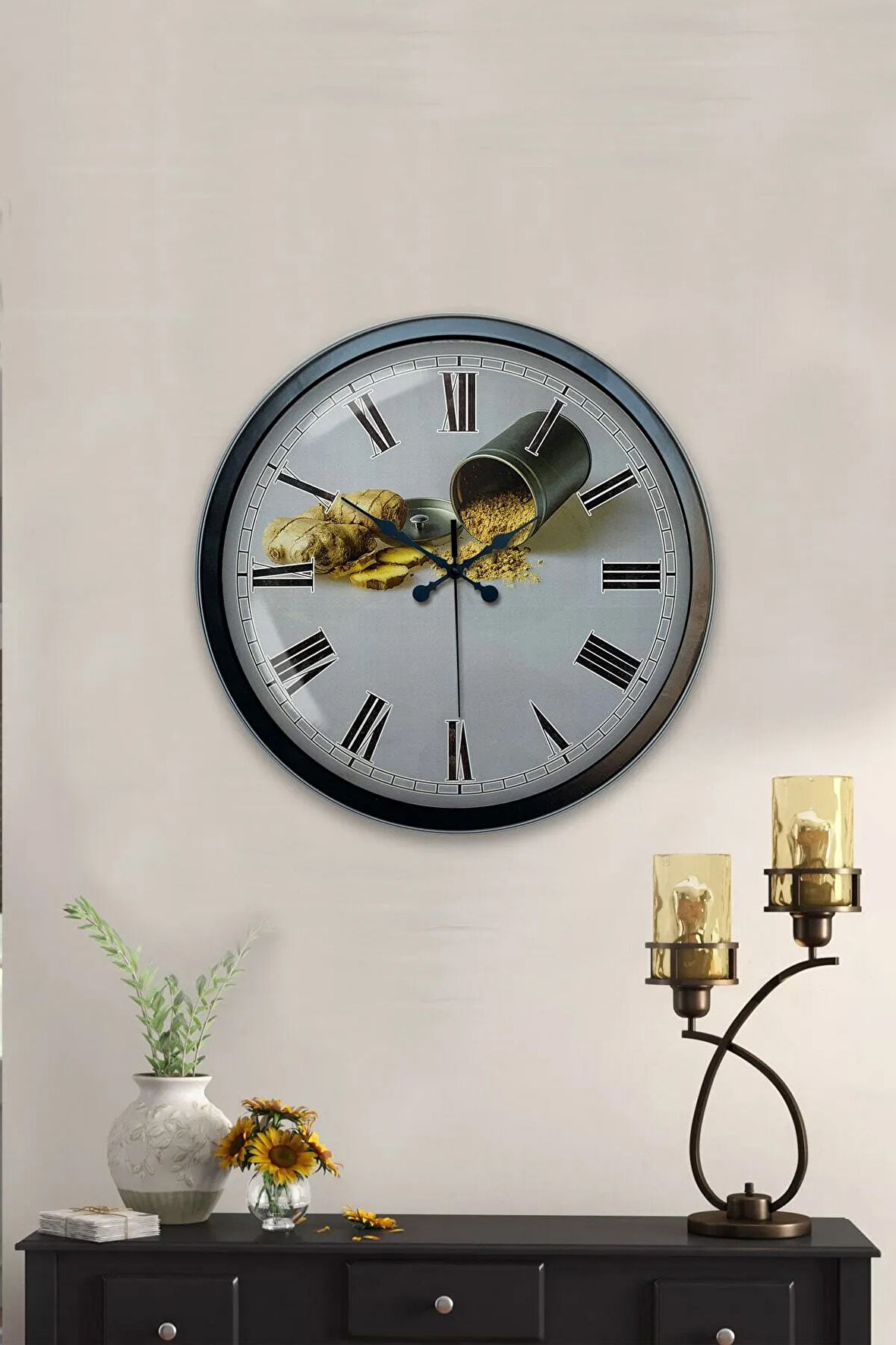Hediyelik 40 Cm Siyah Metal Mutfak Duvar Saati