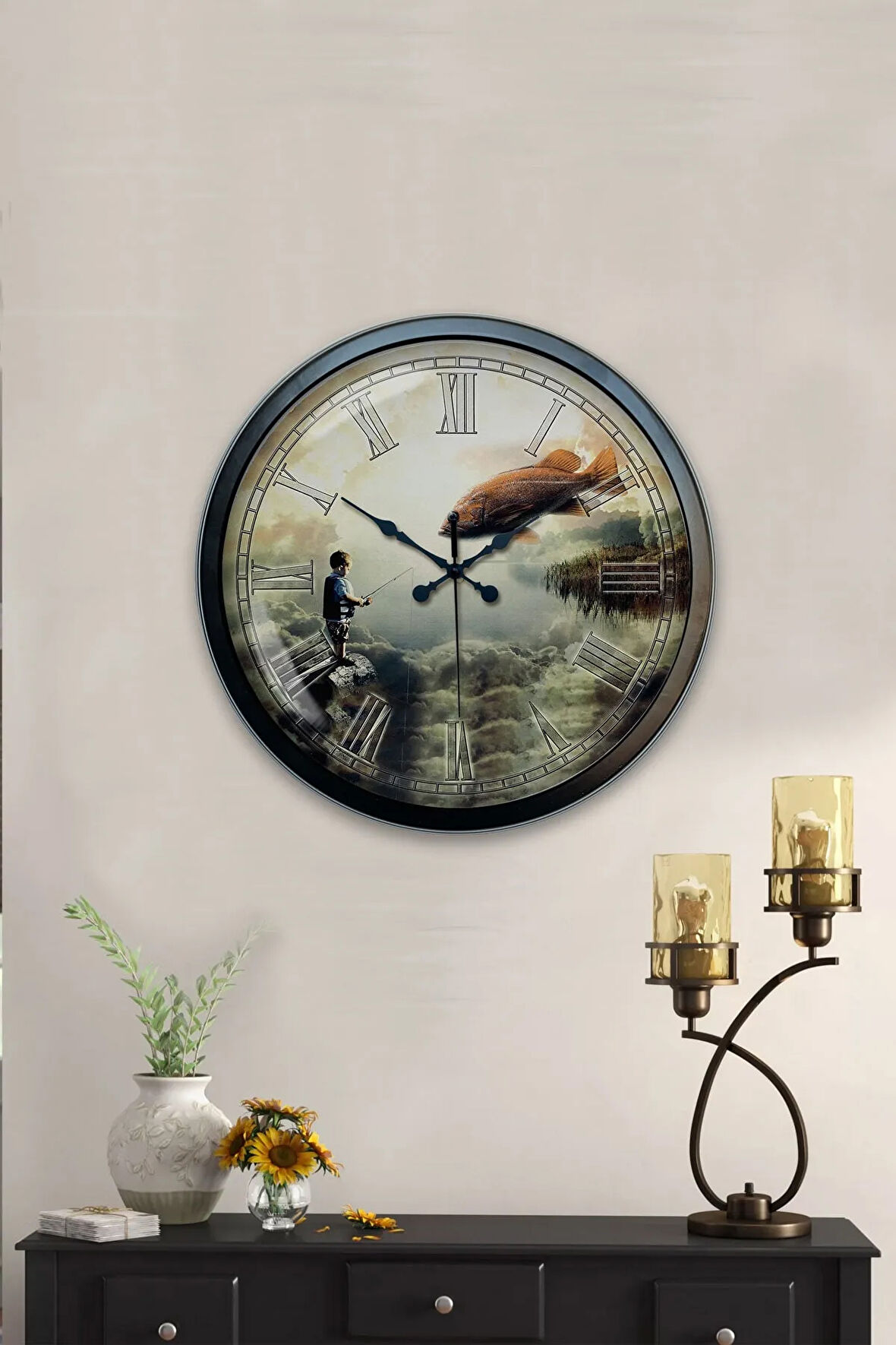 Hediyelik 40 Cm Siyah Metal Farklı Yaşamlar Duvar Saati