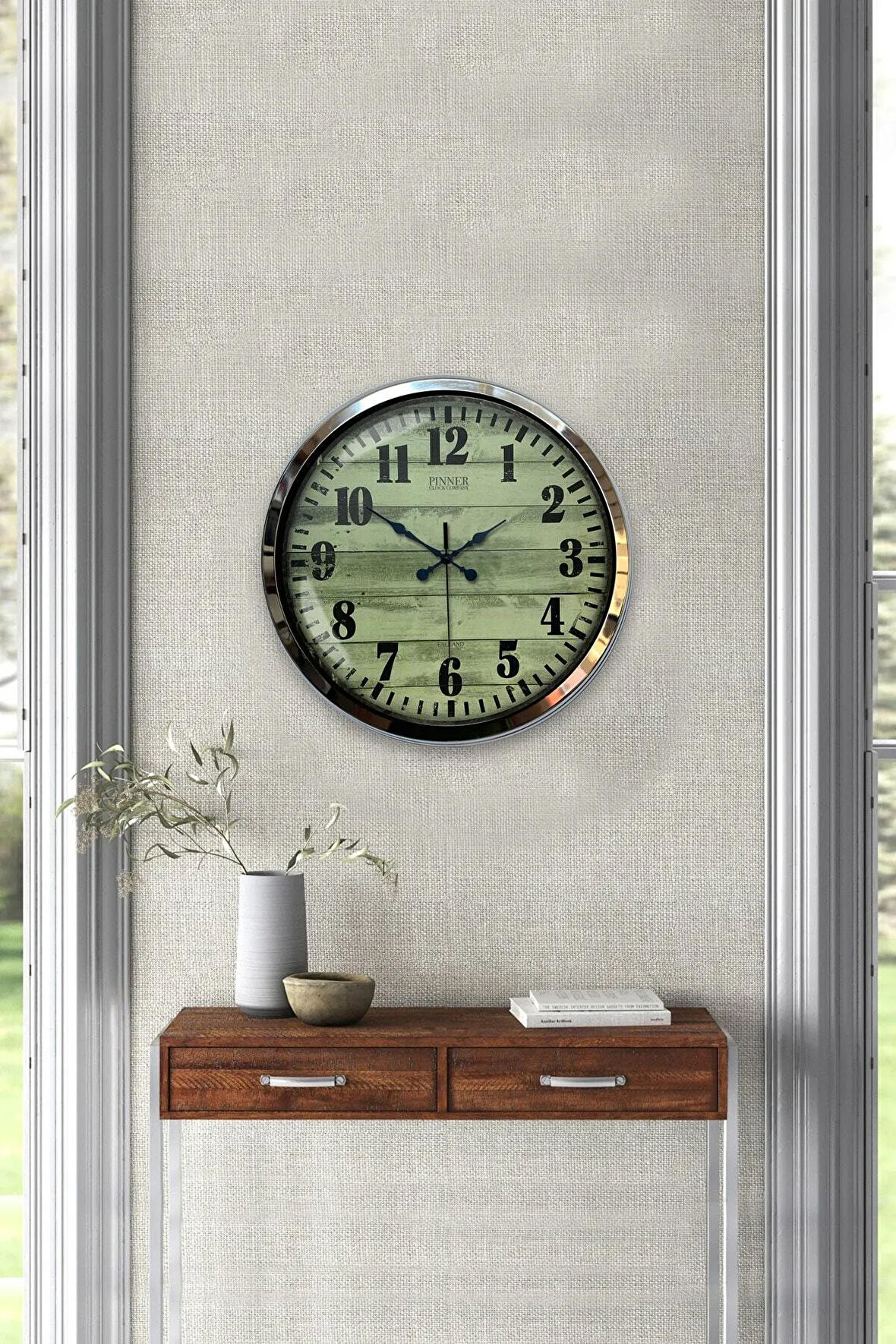 Hediyelik 40 Cm Krom Metal Dekoratif Duvar Saati
