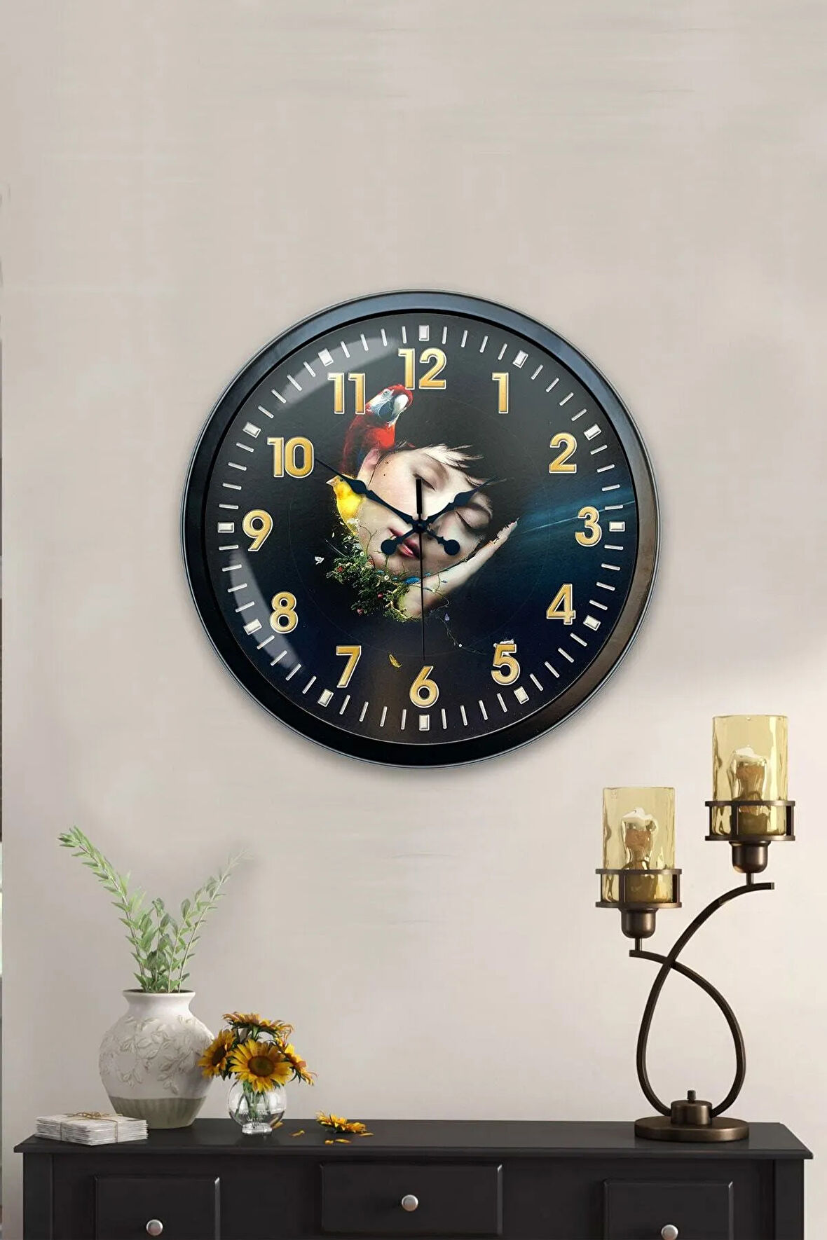 Hediyelik 40 Cm Siyah Metal Dekoratif Duvar Saati