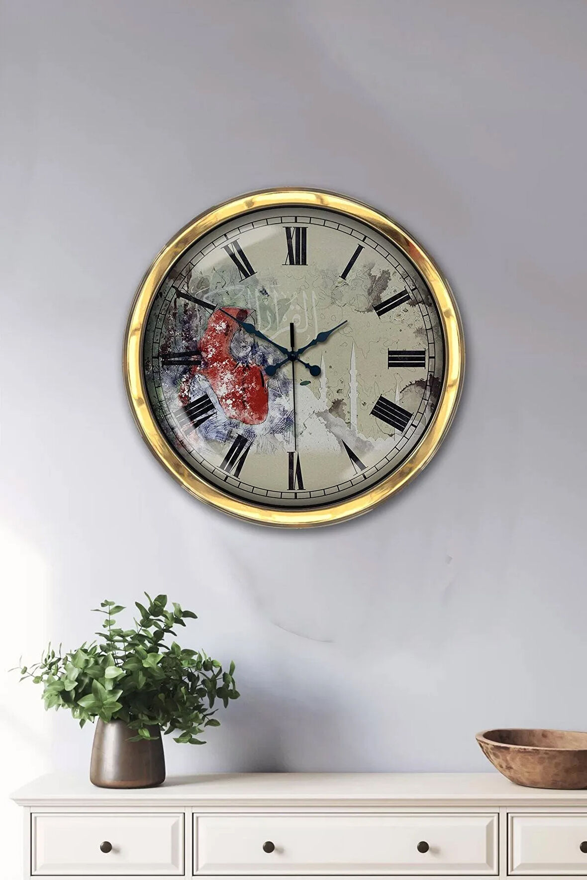 Hediyelik 40 Cm Gold Metal Dekoratif Duvar Saati