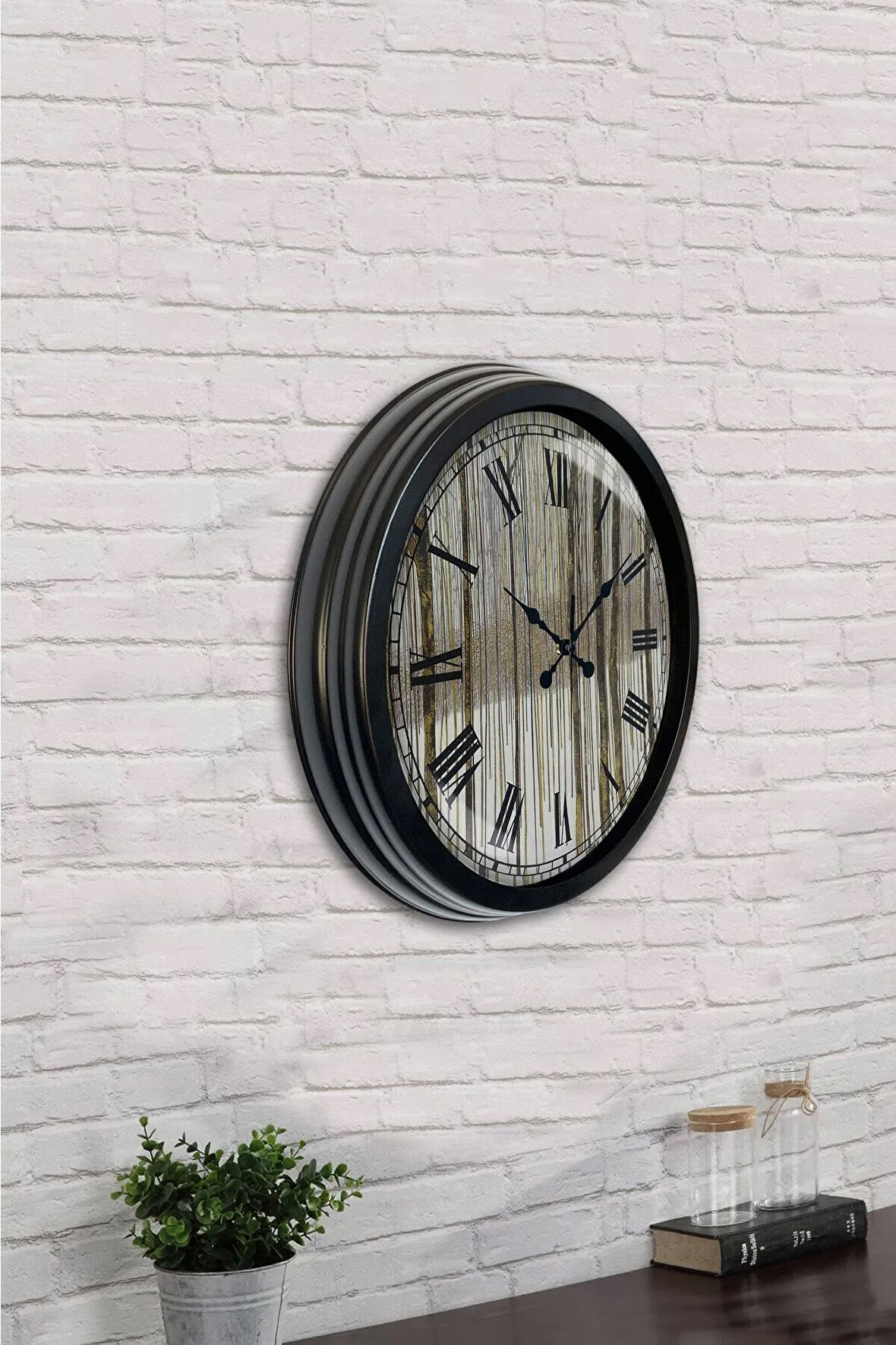 Hediyelik 40 Cm Siyah Metal Roma Rakamlı Duvar Saati