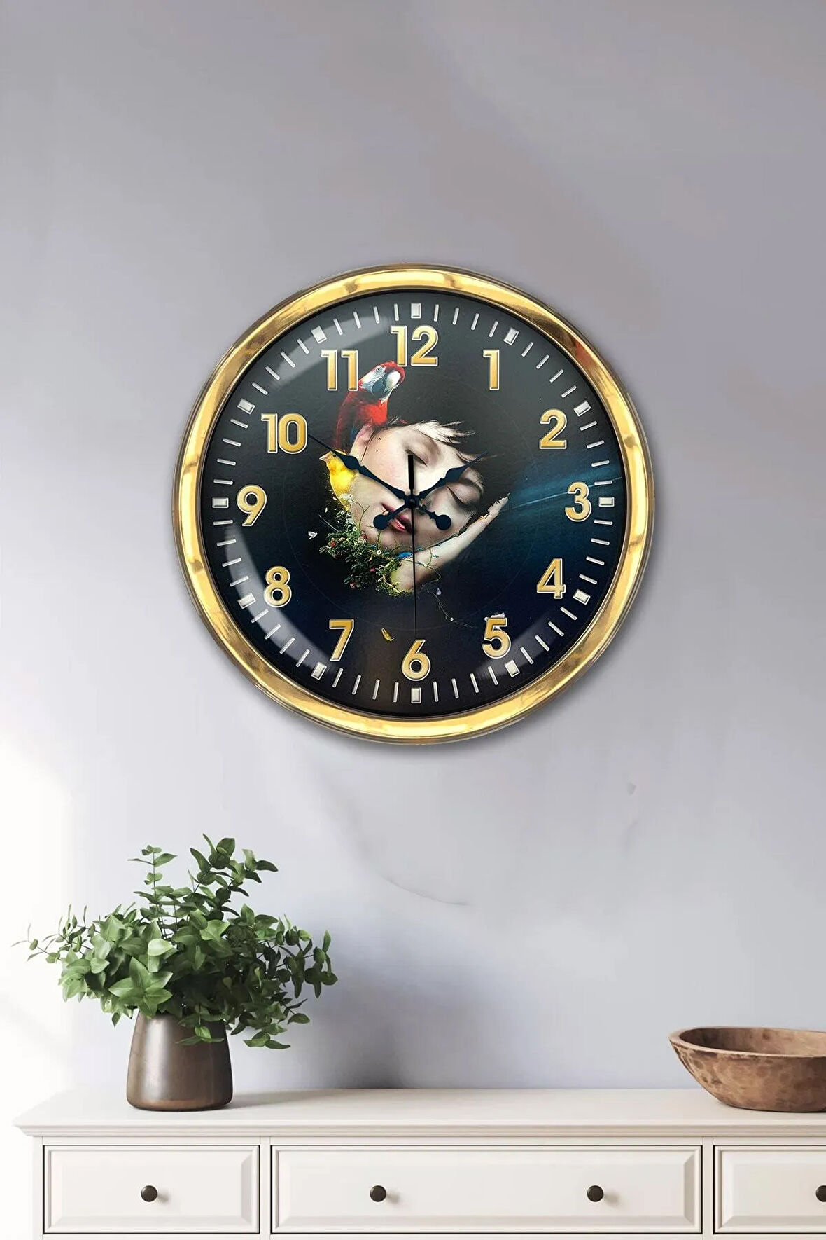 Hediyelik 40 Cm Gold Metal Dekoratif Duvar Saati