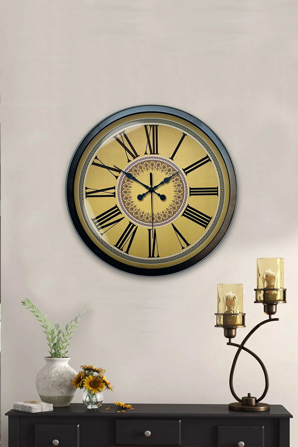 Hediyelik 40 Cm Siyah Metal Roma Rakamlı Duvar Saati