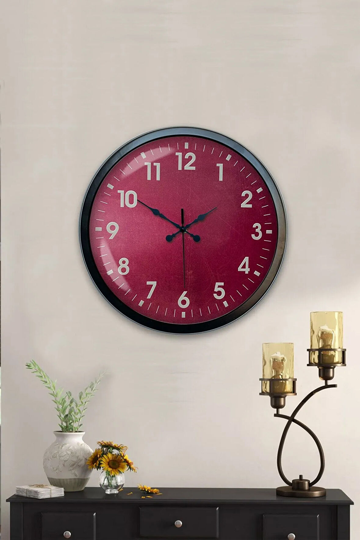 Hediyelik 40 Cm Siyah Metal Klasik Duvar Saati