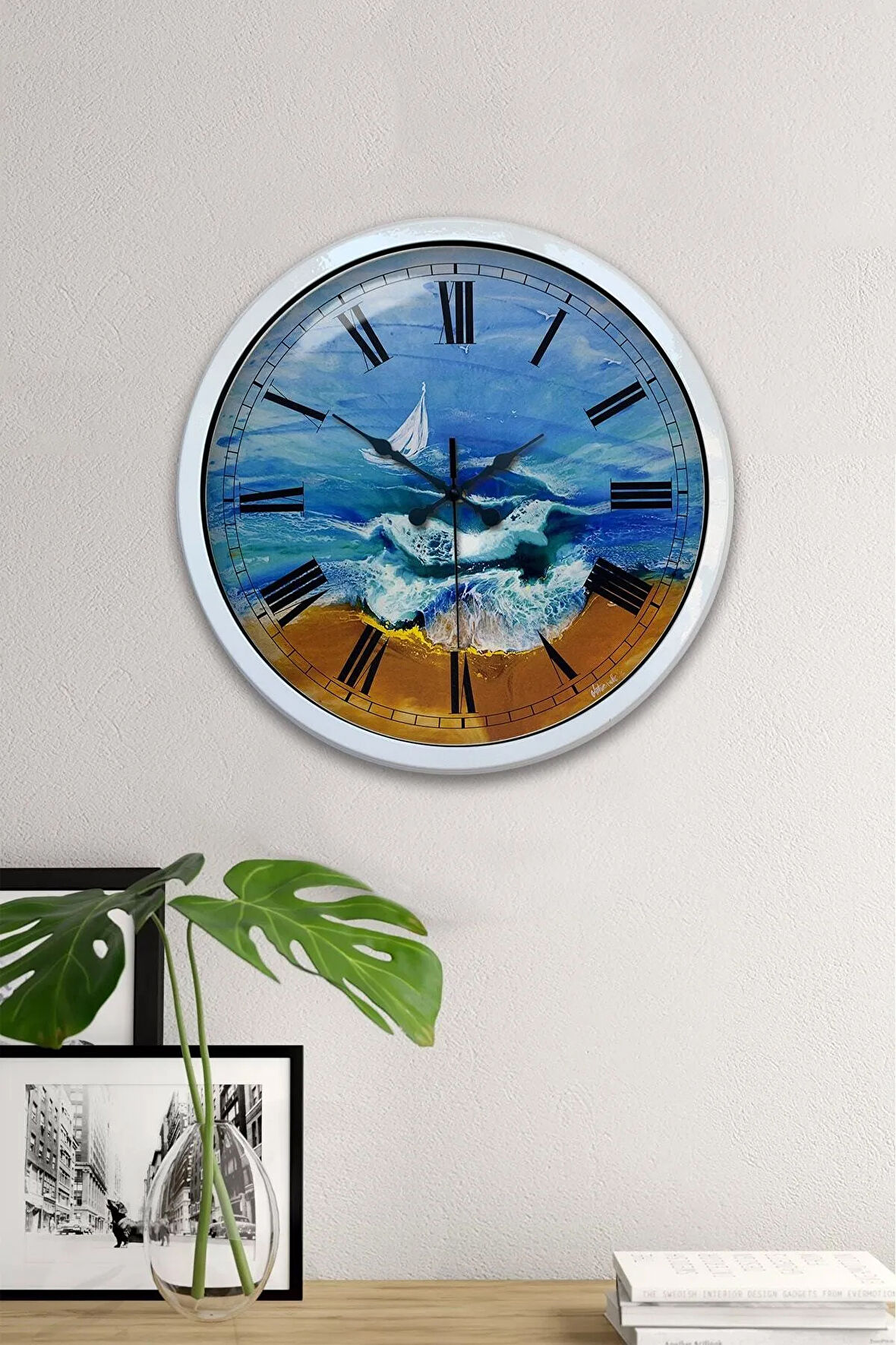 Hediyelik 40 Cm Beyaz Metal Dekoratif Duvar Saati