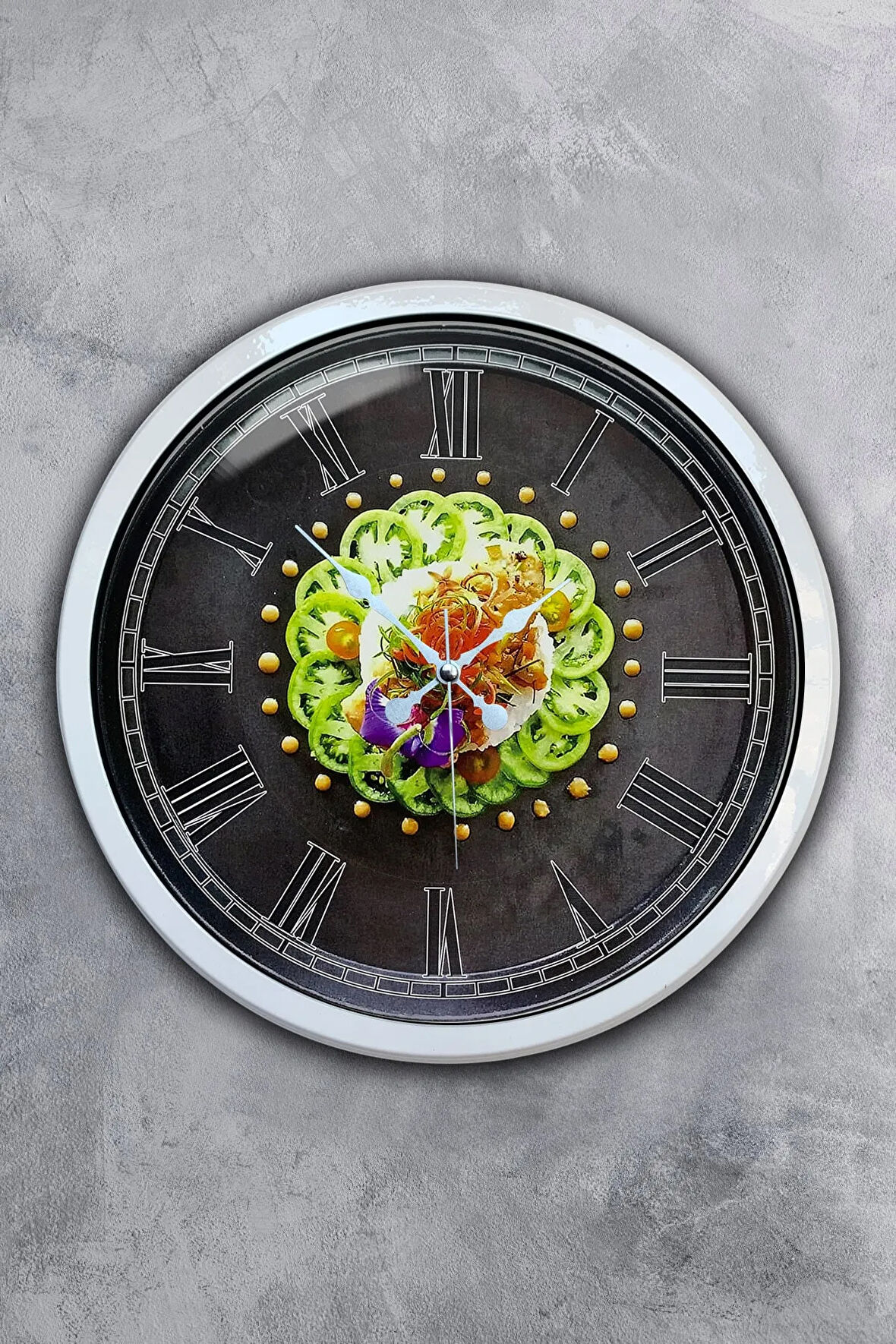 Hediyelik 40 Cm Beyaz Metal Mutfak Duvar Saati