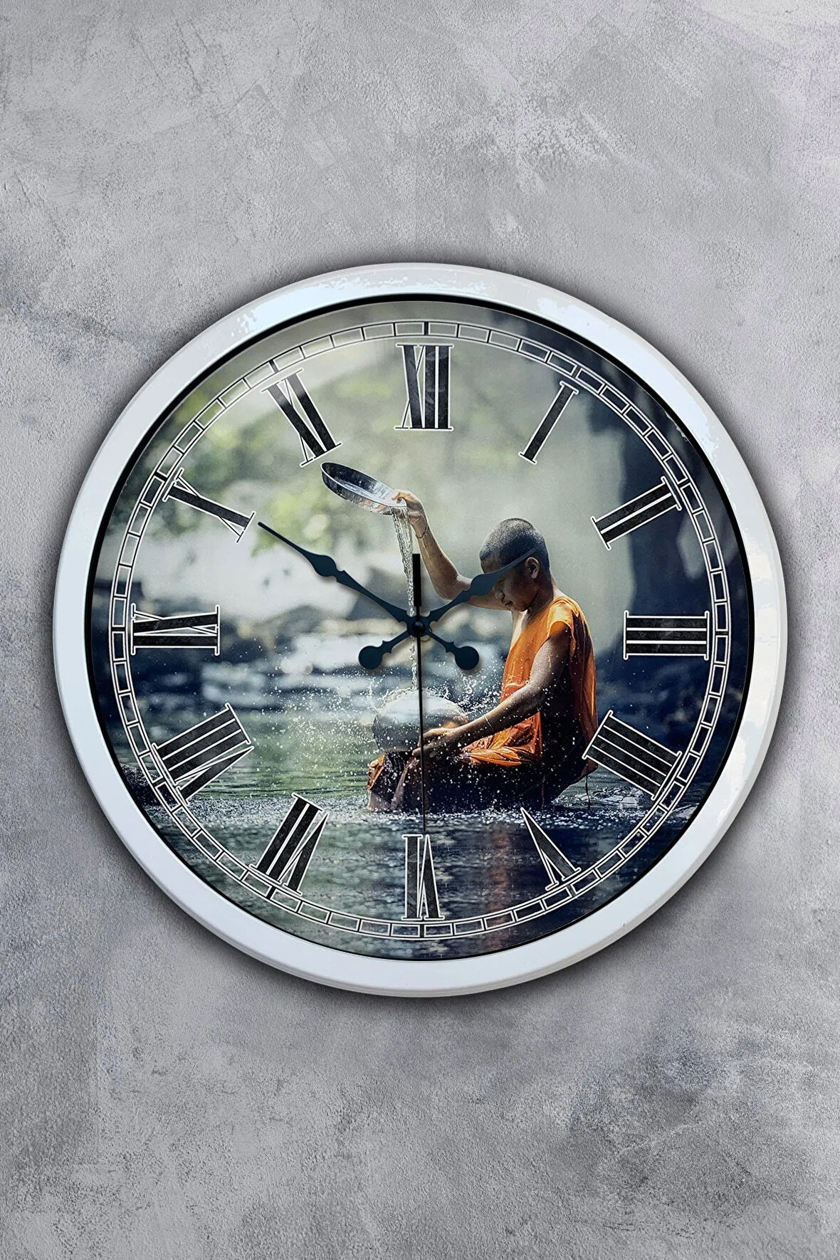 Hediyelik 40 Cm Beyaz Metal Doğal Yaşam Duvar Saati