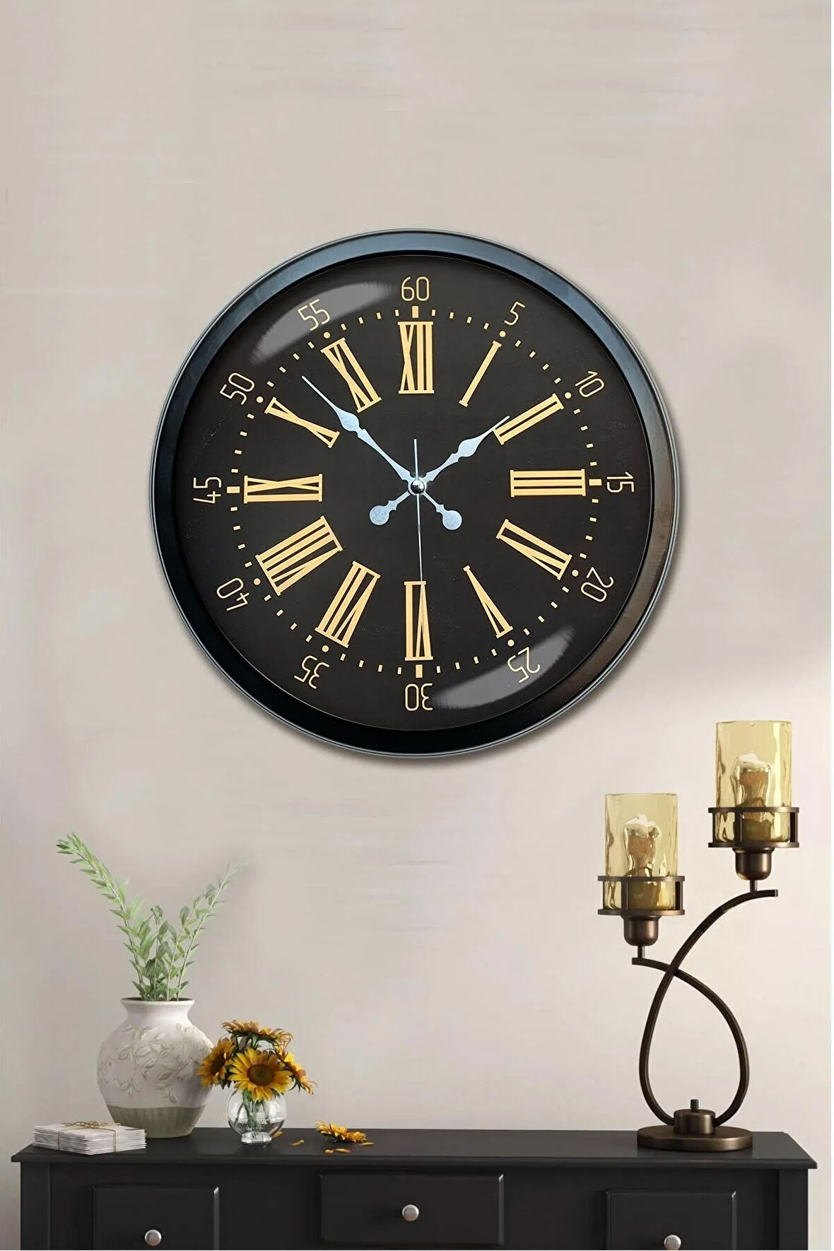 Hediyelik Duvar Saati 40 Cm Metal Siyah Renk Timeclock Modeli