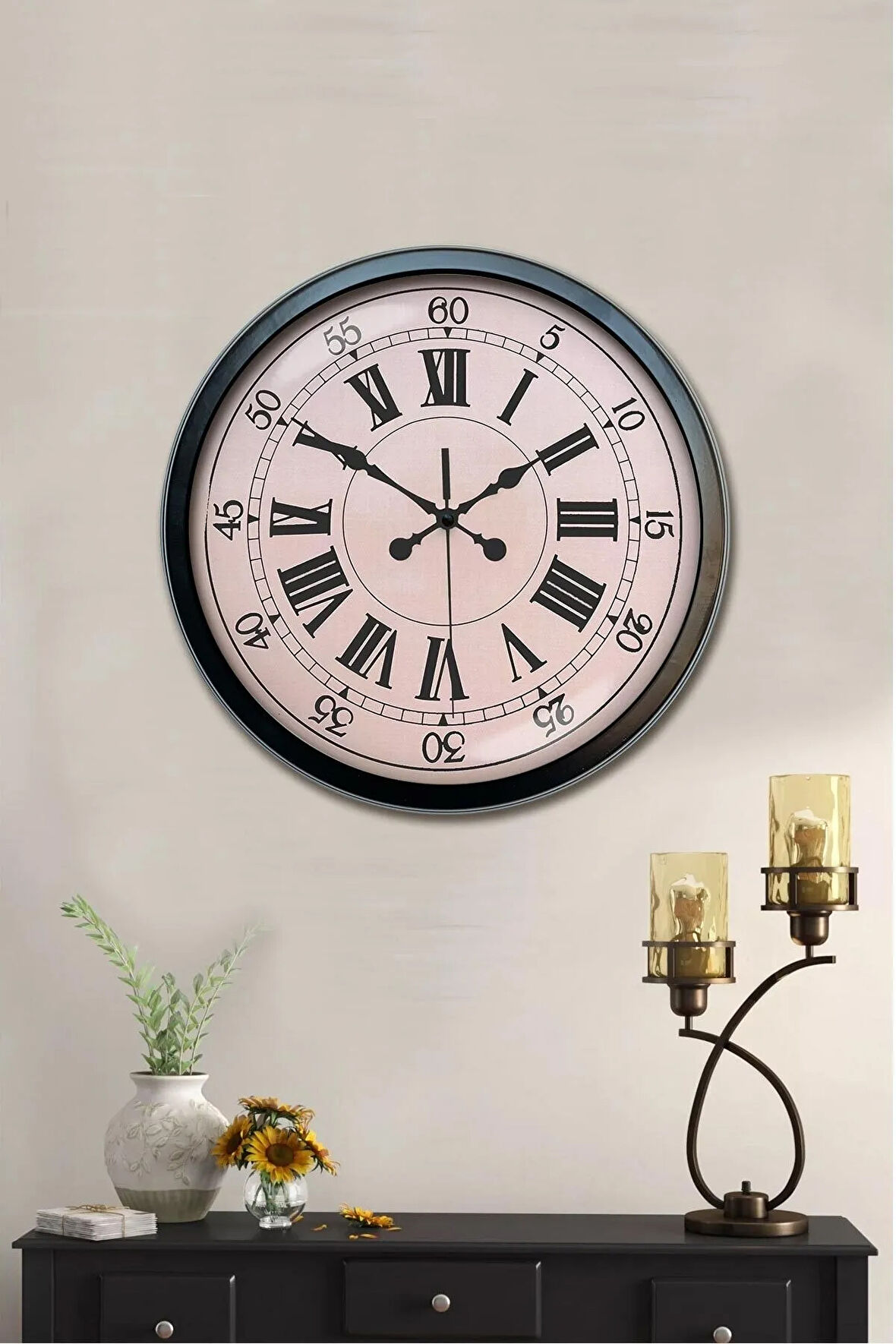 Hediyelik Duvar Saati 40 Cm Metal Siyah Renk Life Modeli