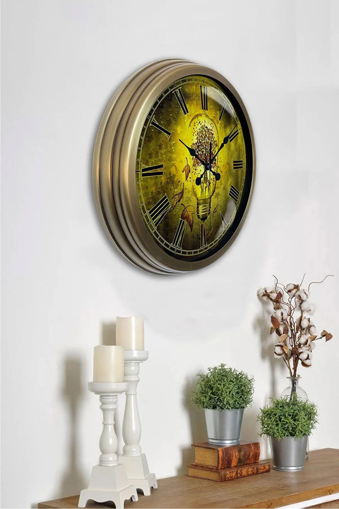 40 Cm Eskitme Metal Ampül Hediyelik Duvar Saati