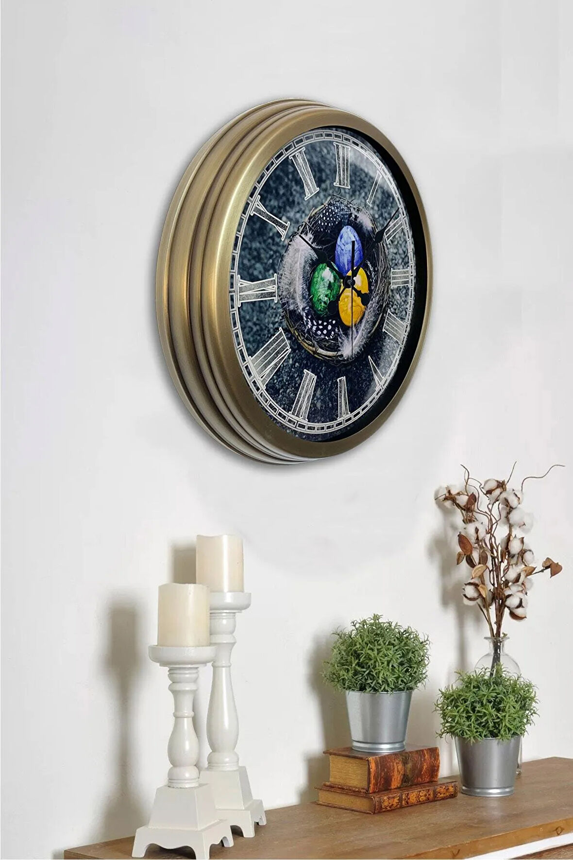 40 cm Eskitme Metal Yumurta Hediyelik Duvar Saati