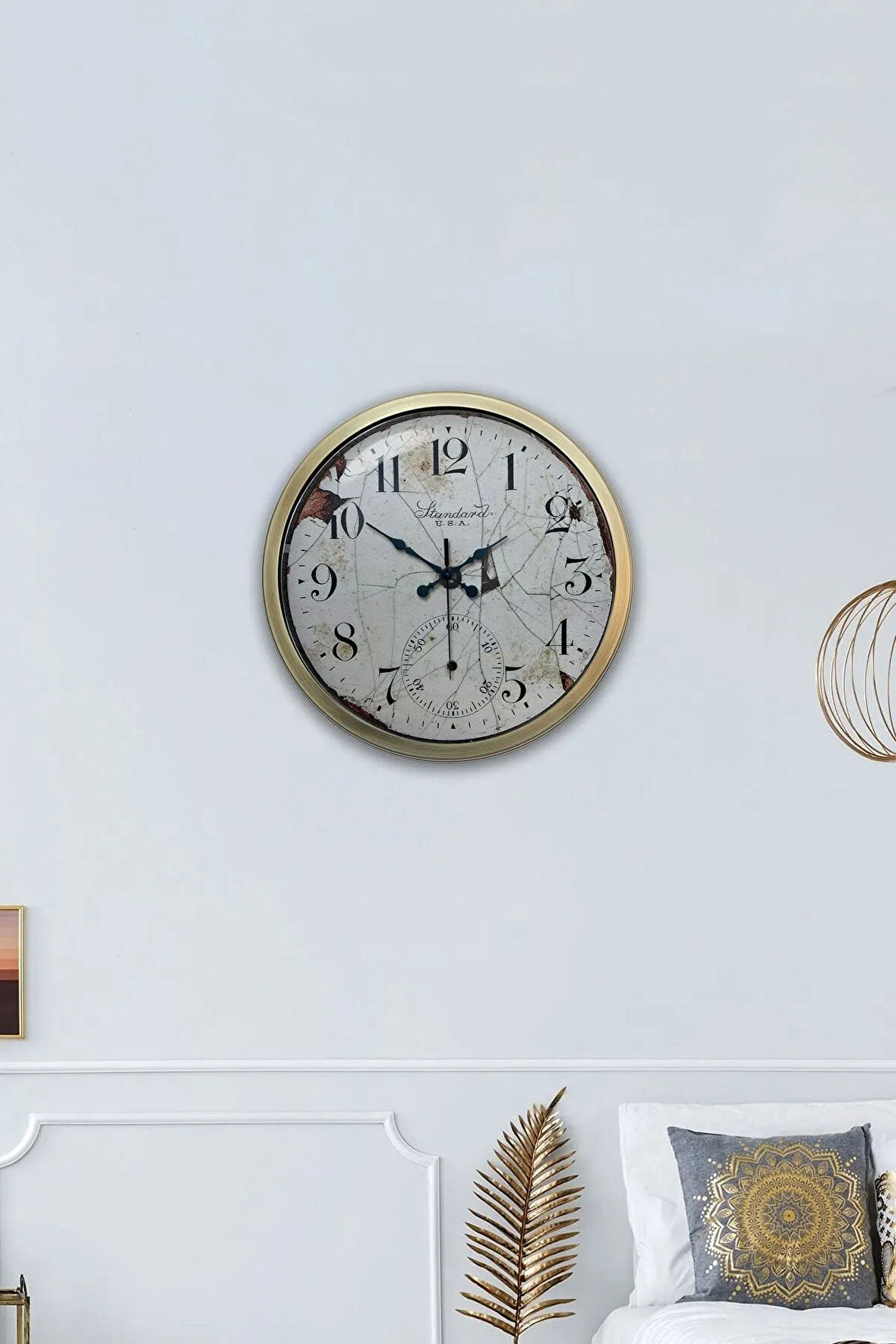 Hediyelik 40 cm Eskitme Metal Eskitme Duvar Saati