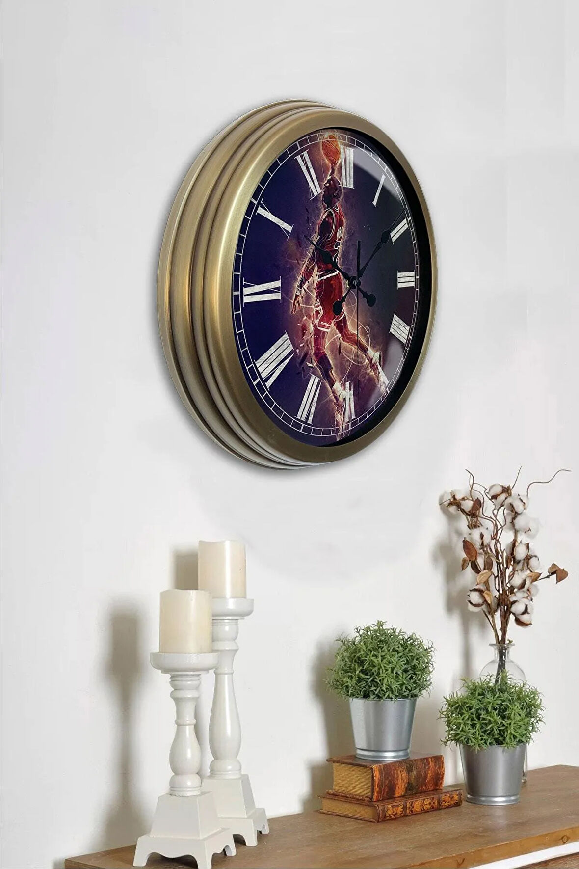 40 cm Eskitme Metal  Duvar Saati