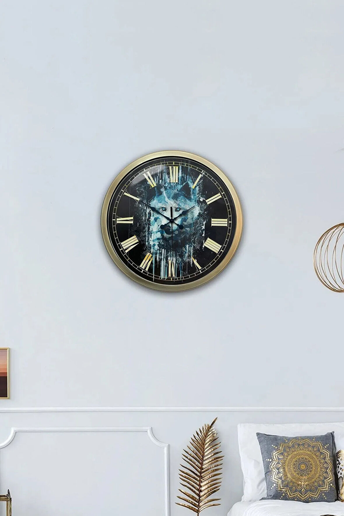 40 Cm Eskitme Metal Kurt Duvar Saati