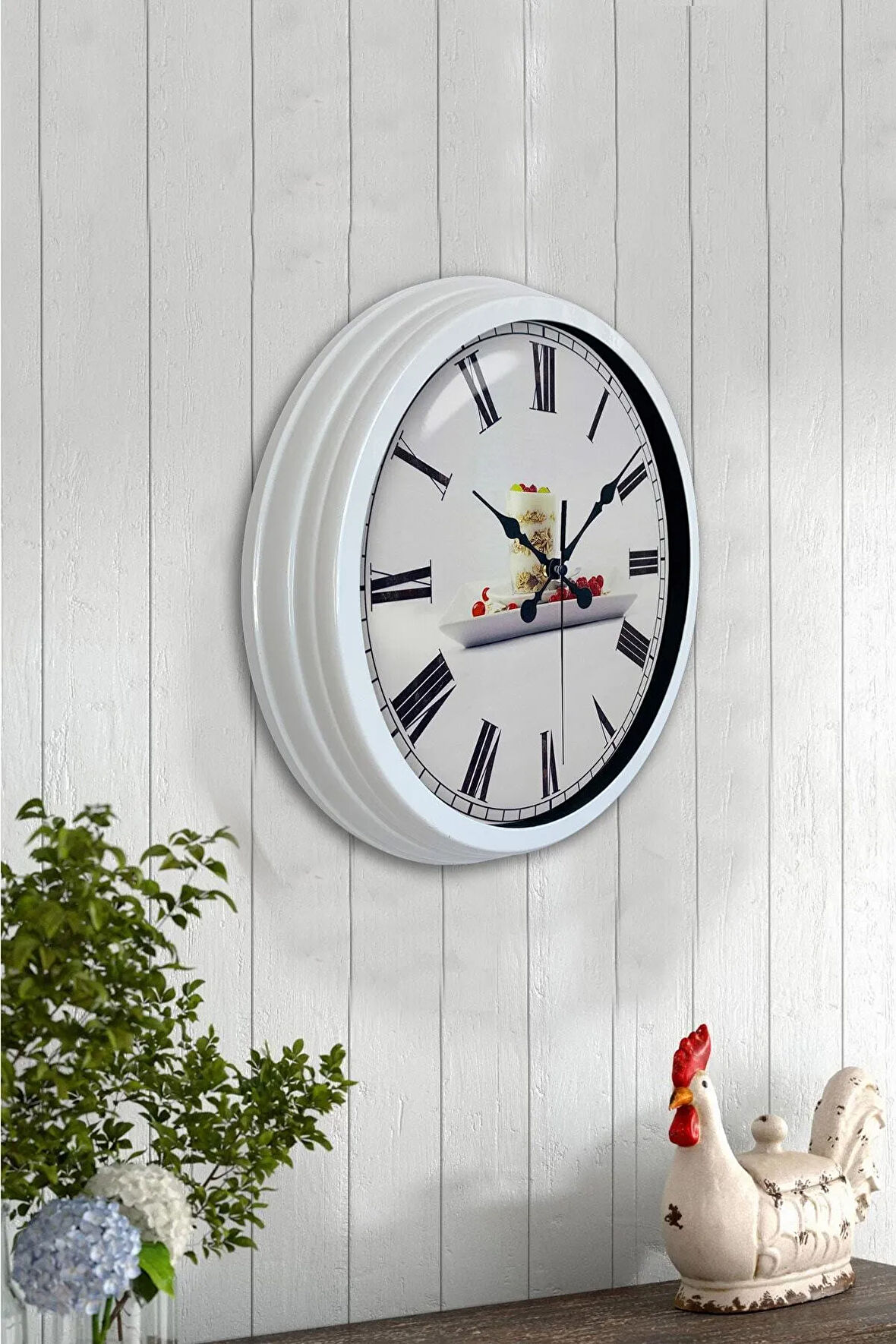 Hediyelik 40 Cm Beyaz Metal Kitchen Duvar Saati