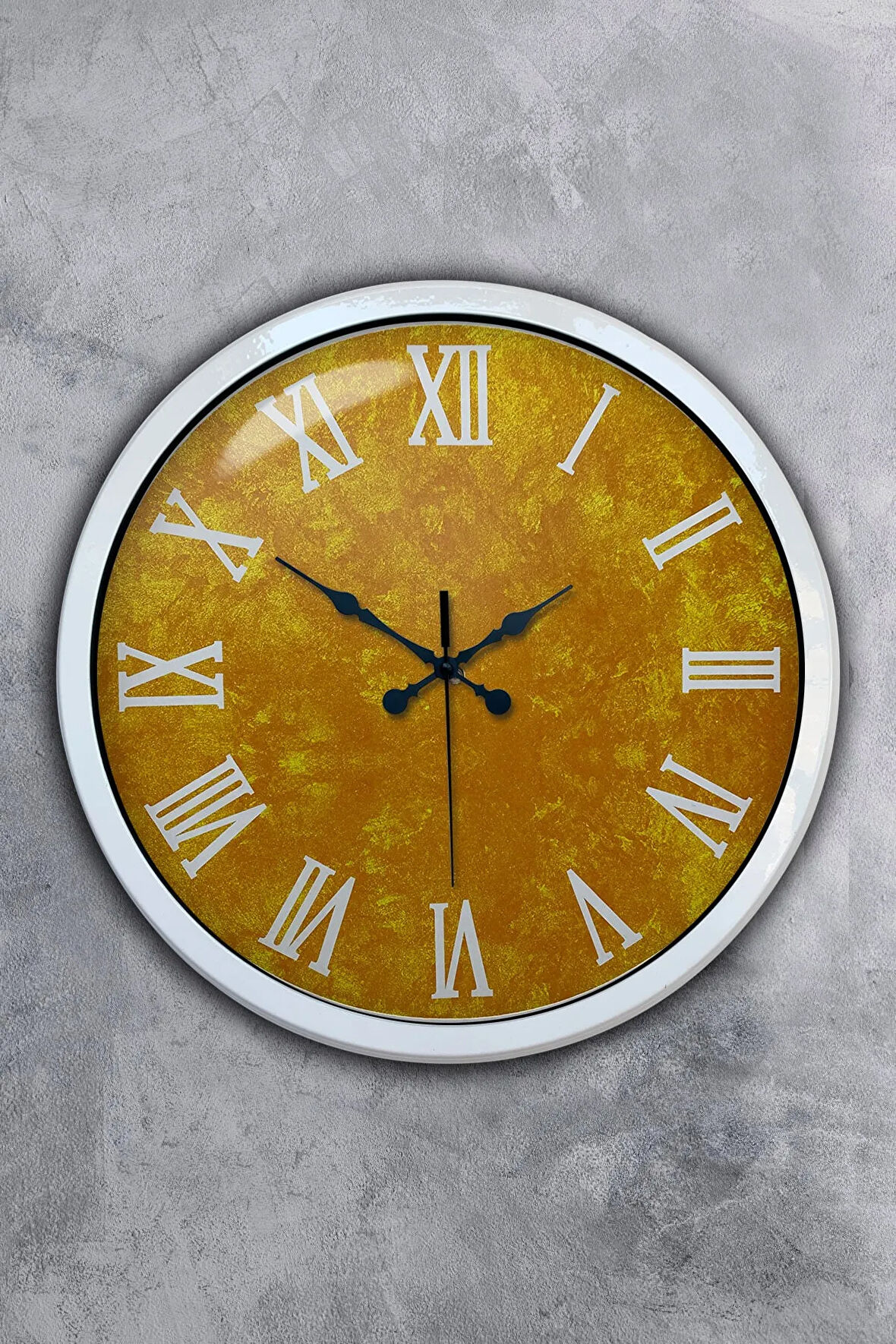 Hediyelik 40 Cm Beyaz Metal Yellow Duvar Saati