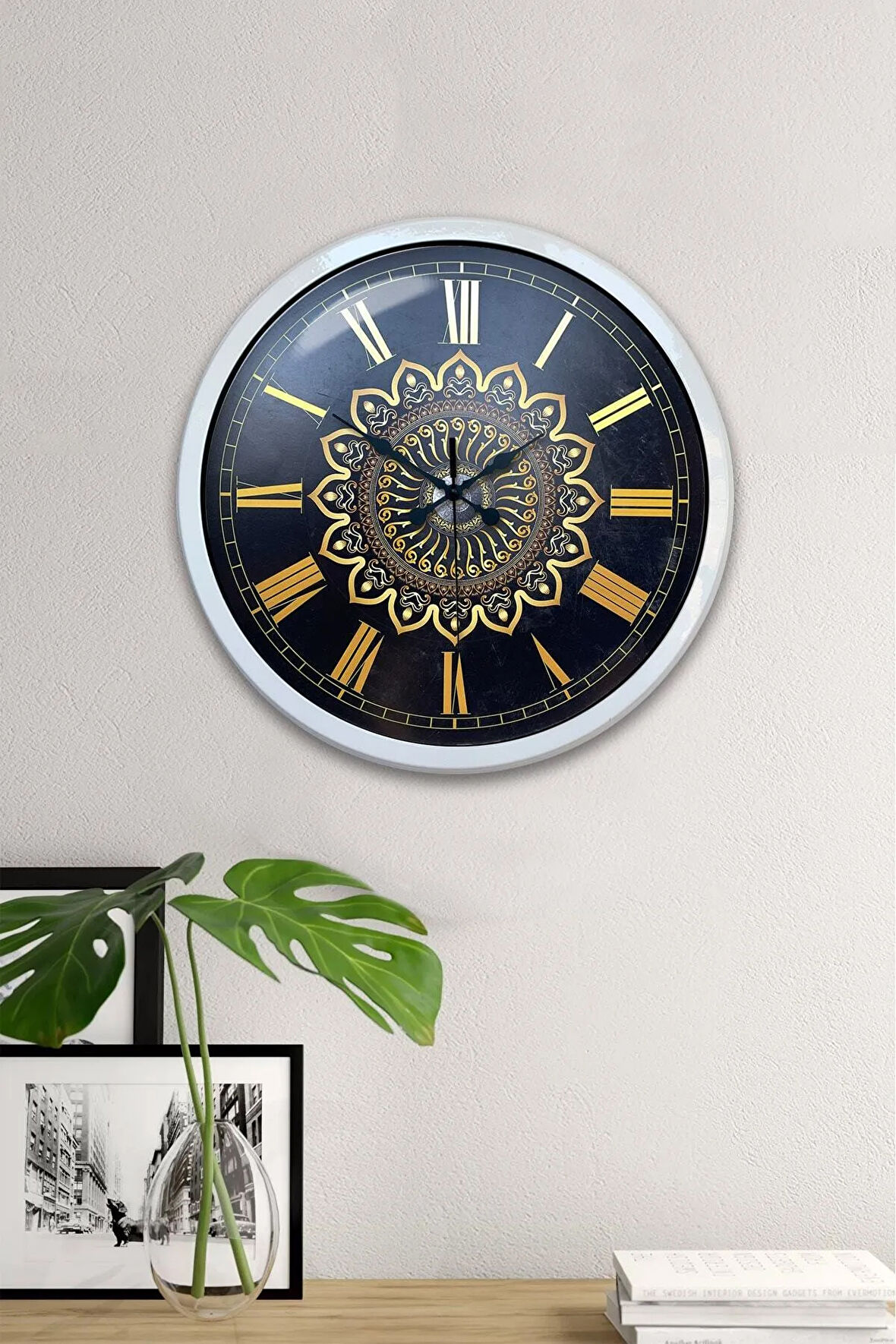 40 Cm Beyaz Metal Dekoratif Duvar Saati