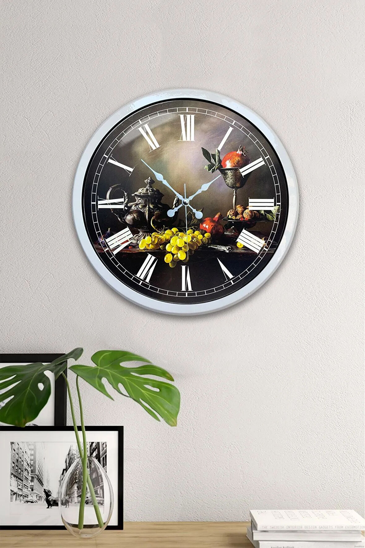 40 Cm Beyaz Metal Mutfak Duvar Saati