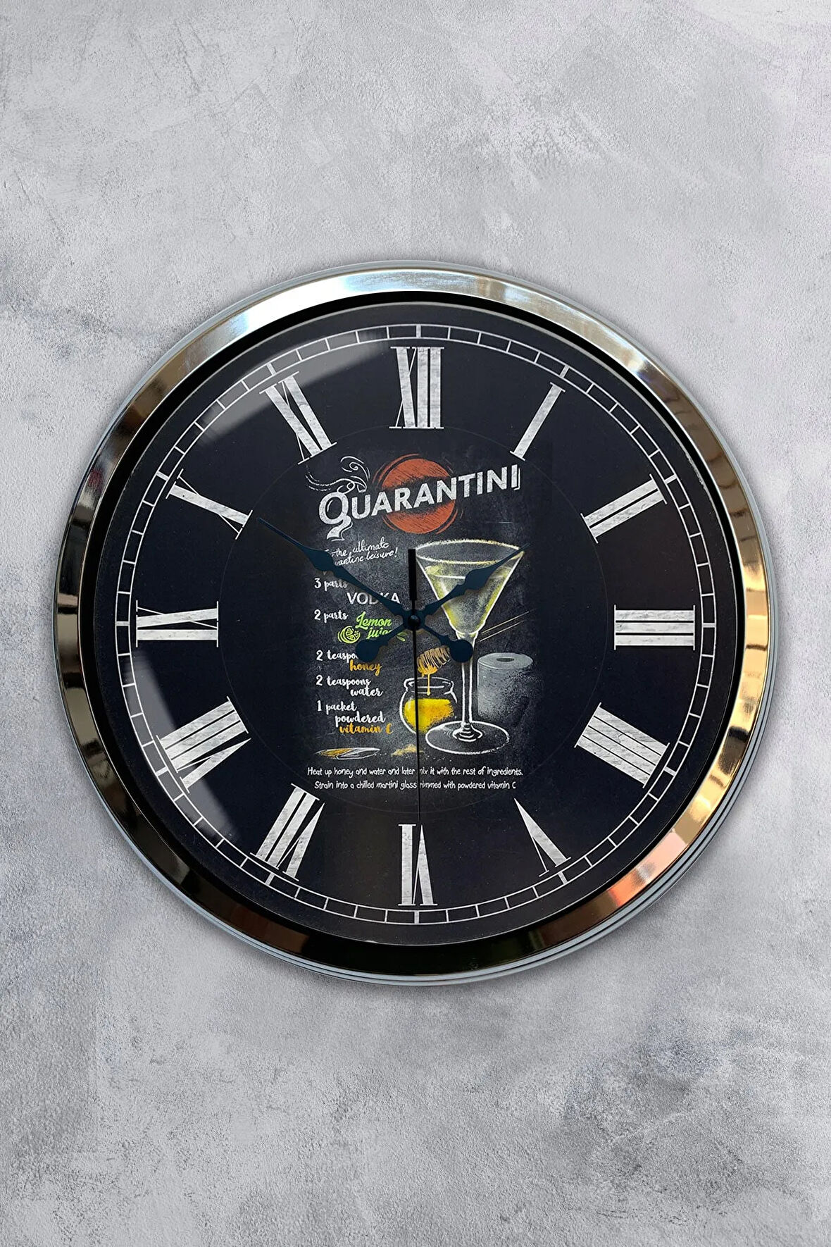 Hediyelik 40 Cm Krom Metal Cafe Duvar Saati