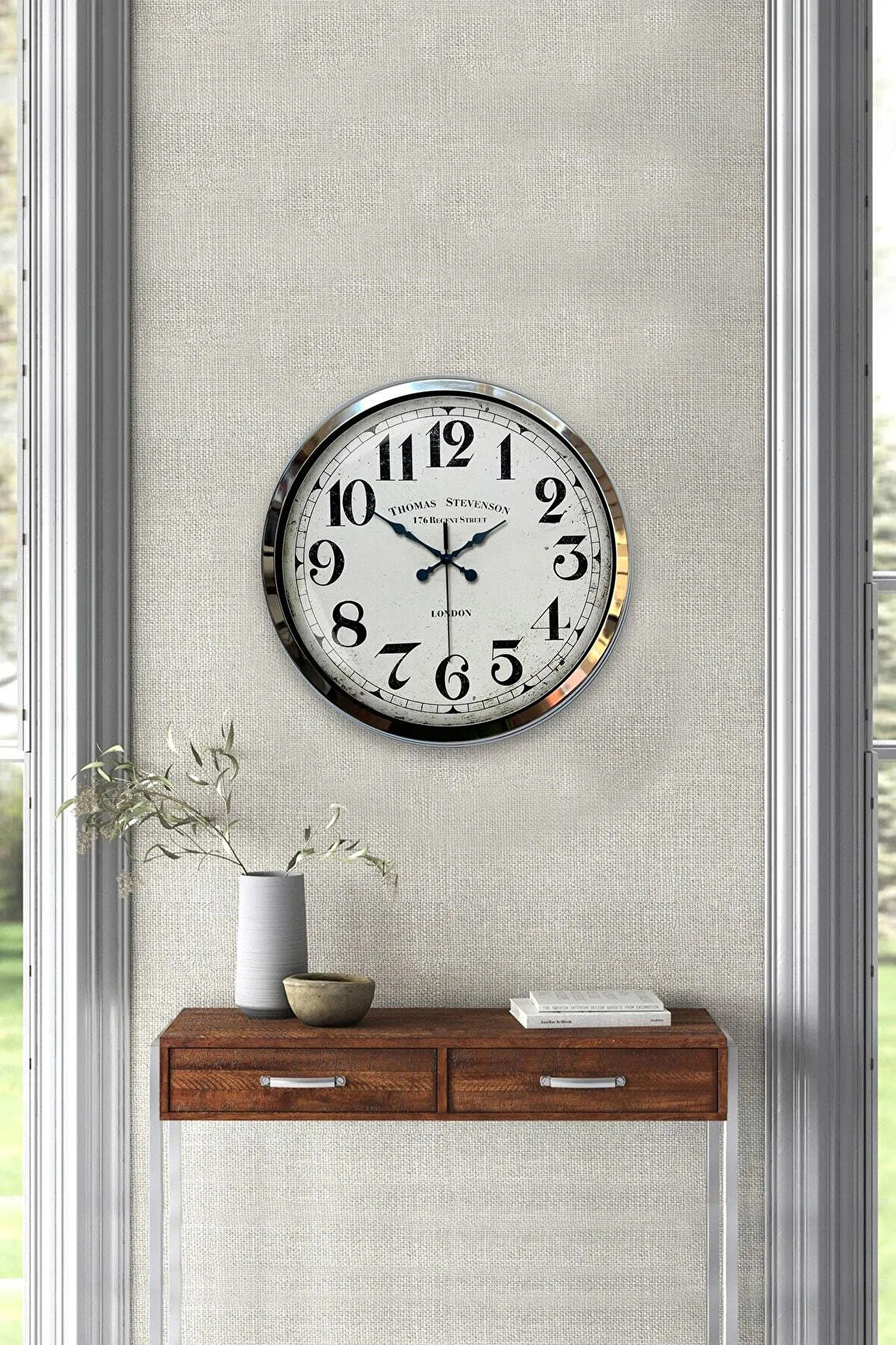 40 Cm Krom Metal Regent Street Duvar Saati