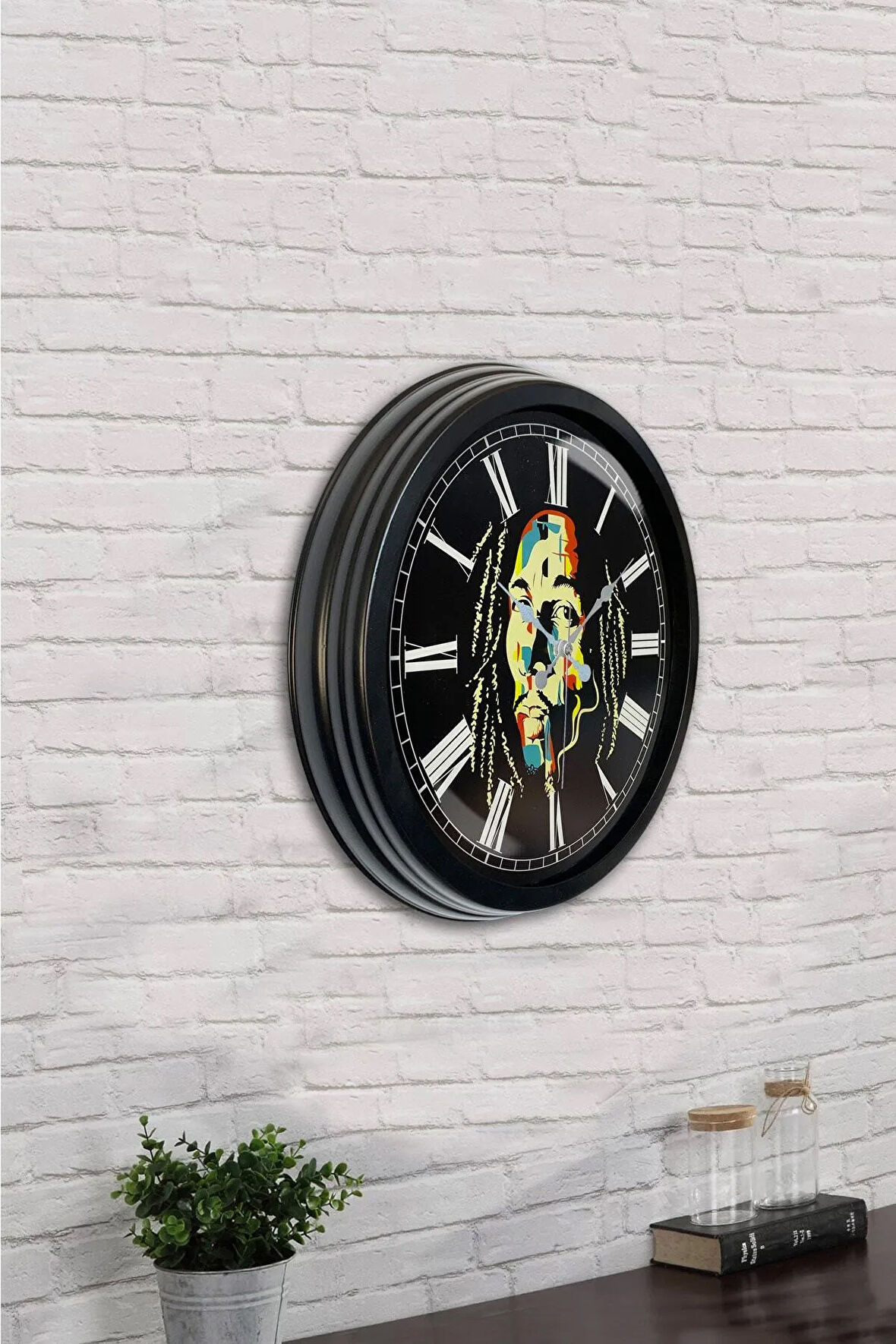 40 Cm Siyah Metal Bom Marley Duvar Saati