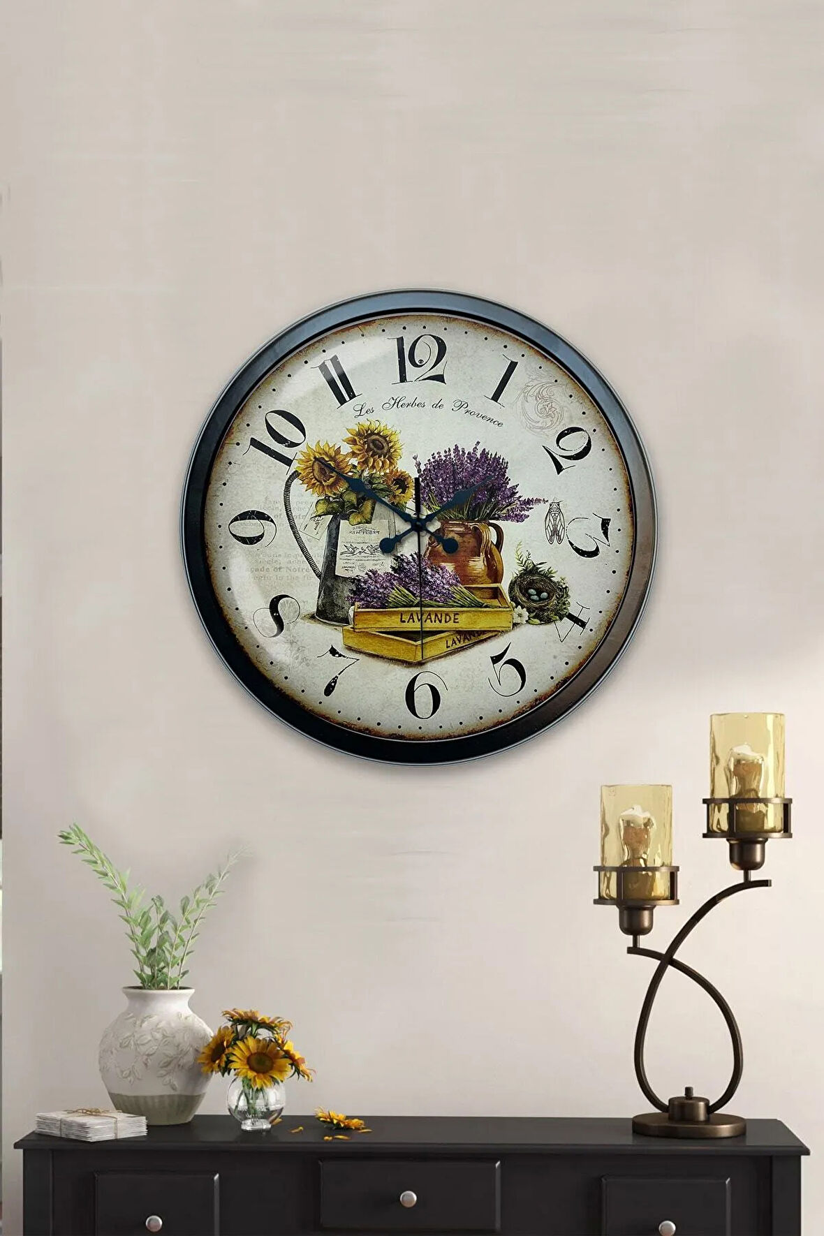 Hediyelik 40 Cm Siyah Metal Dekoratif Duvar Saati