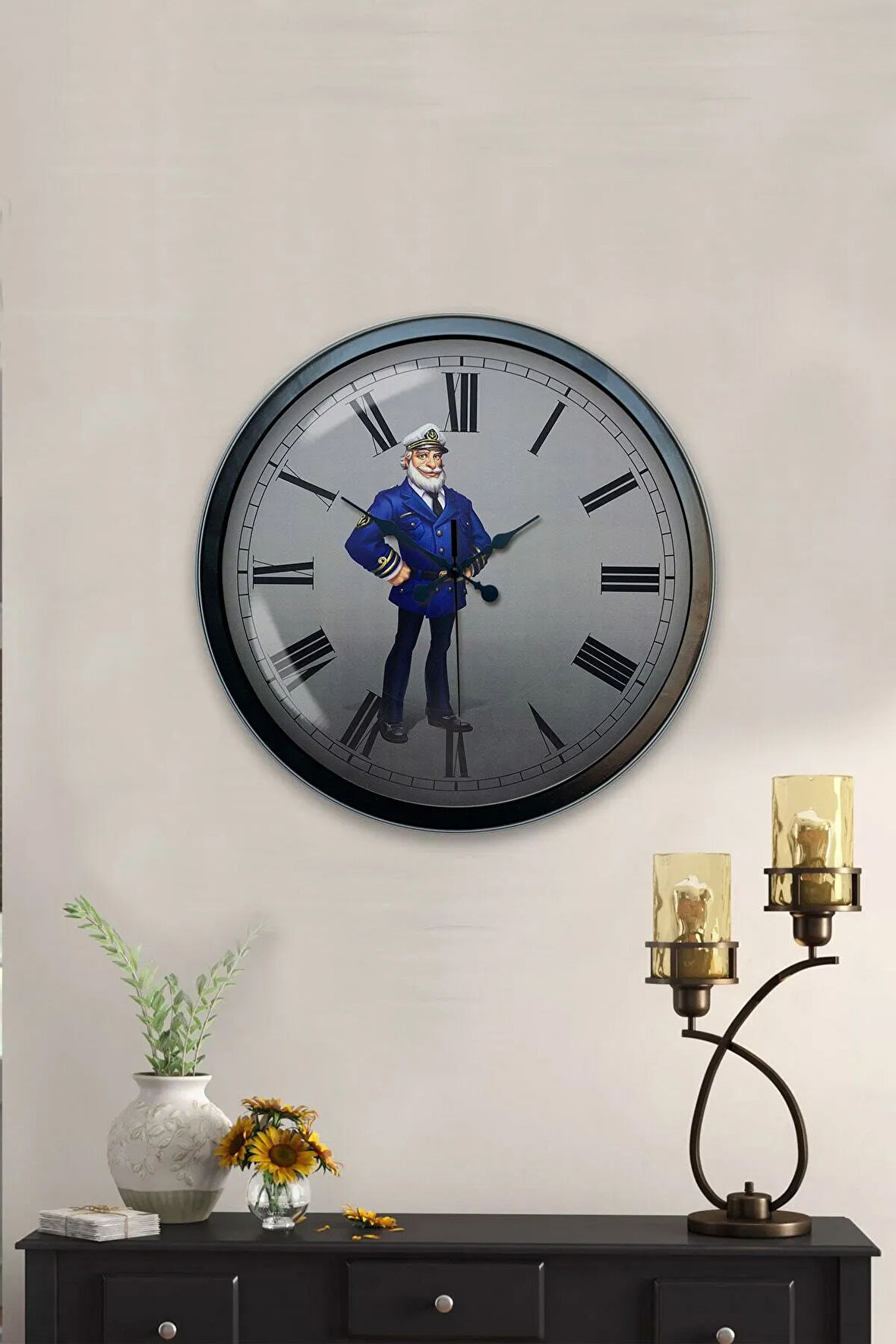 40 Cm Siyah Metal Ibadet Duvar Saati