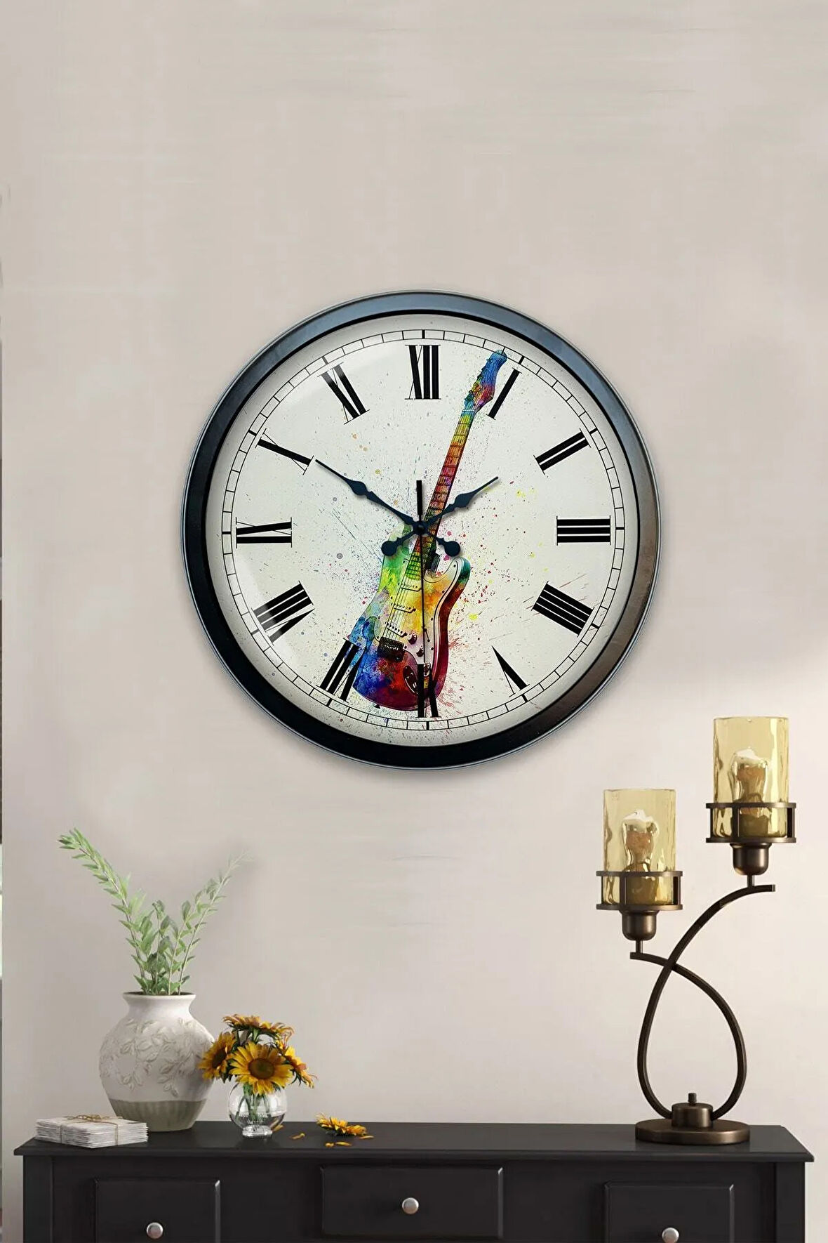 40 Cm Siyah Metal Iron Duvar Saati