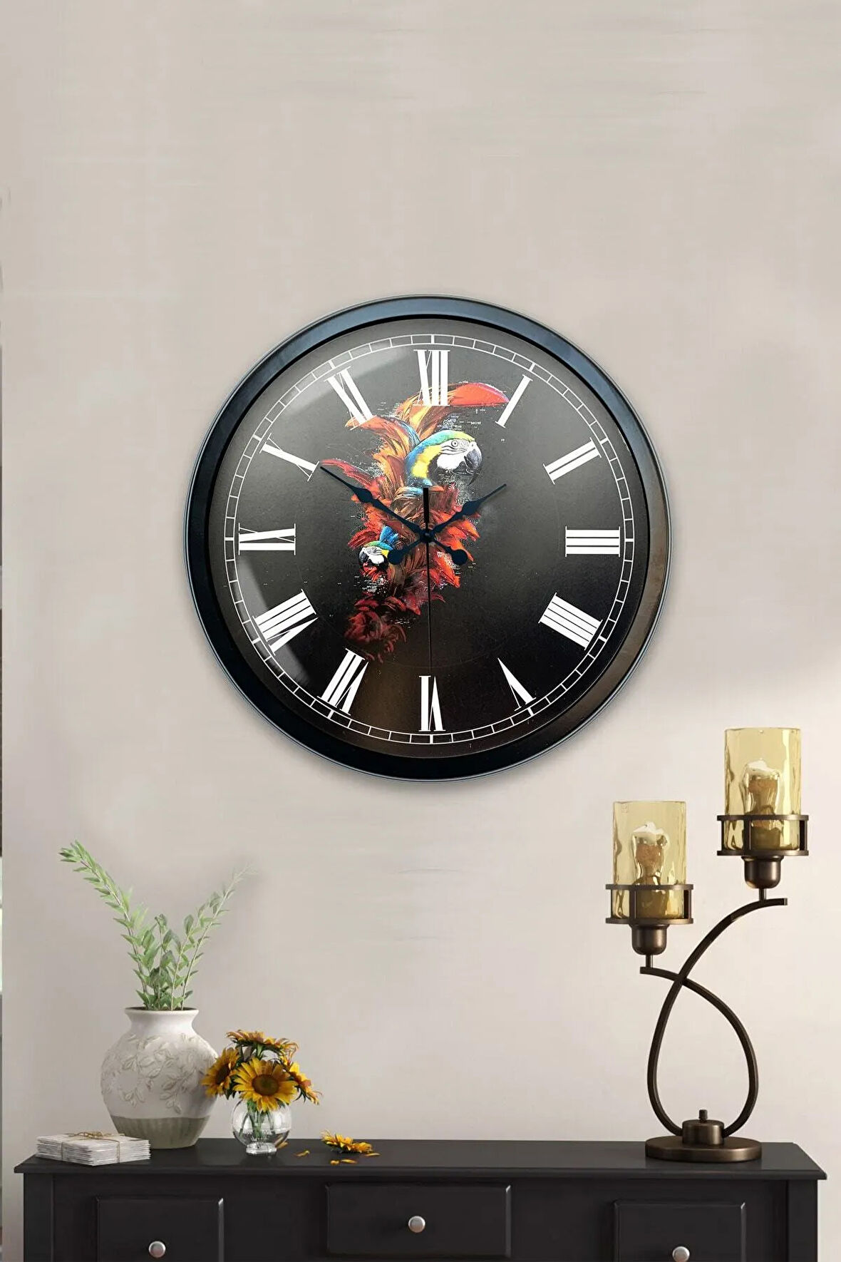 40 Cm Siyah Metal Mutfak Duvar Saati