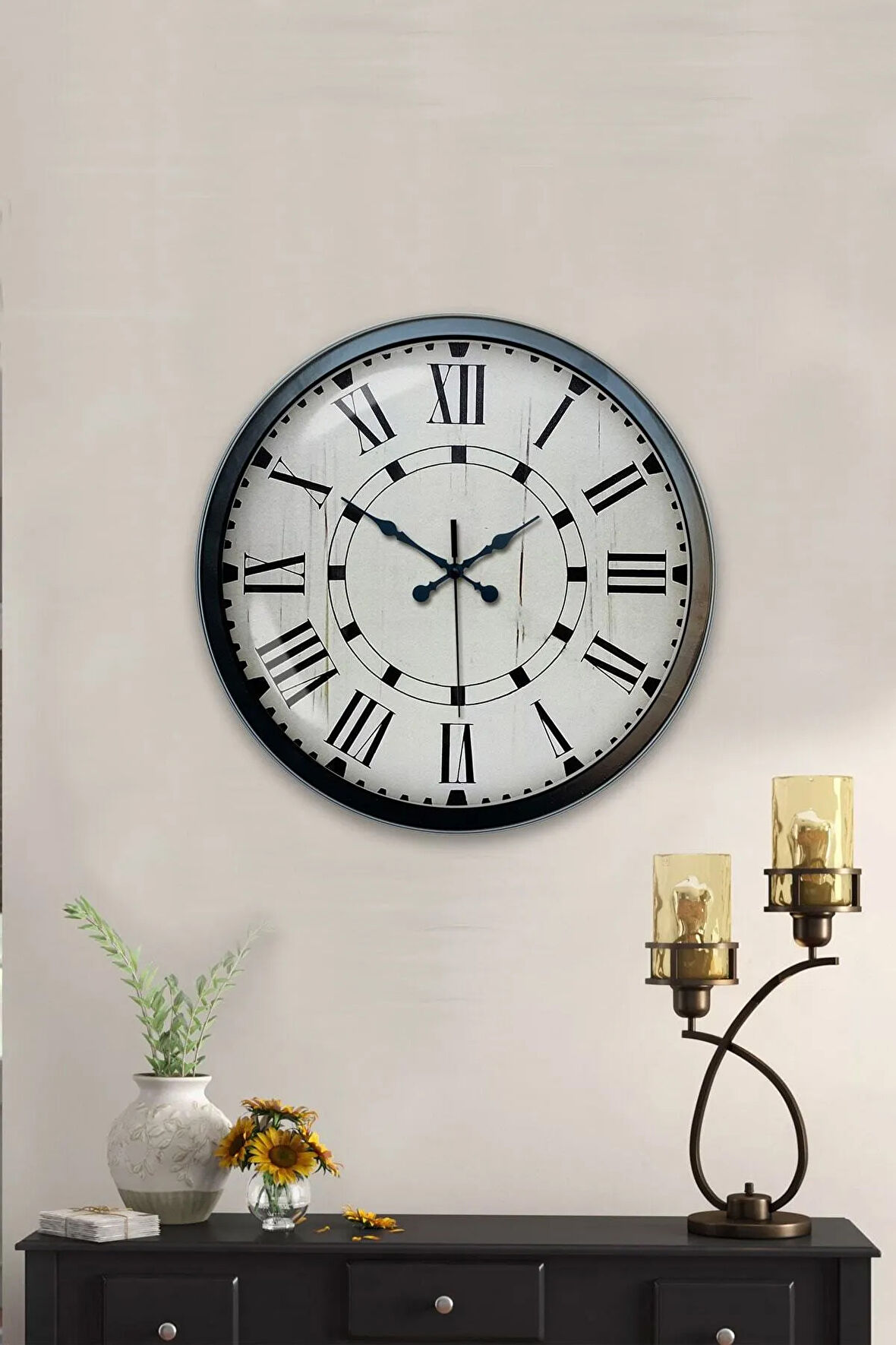 40 cm Siyah Metal Maps Duvar Saati