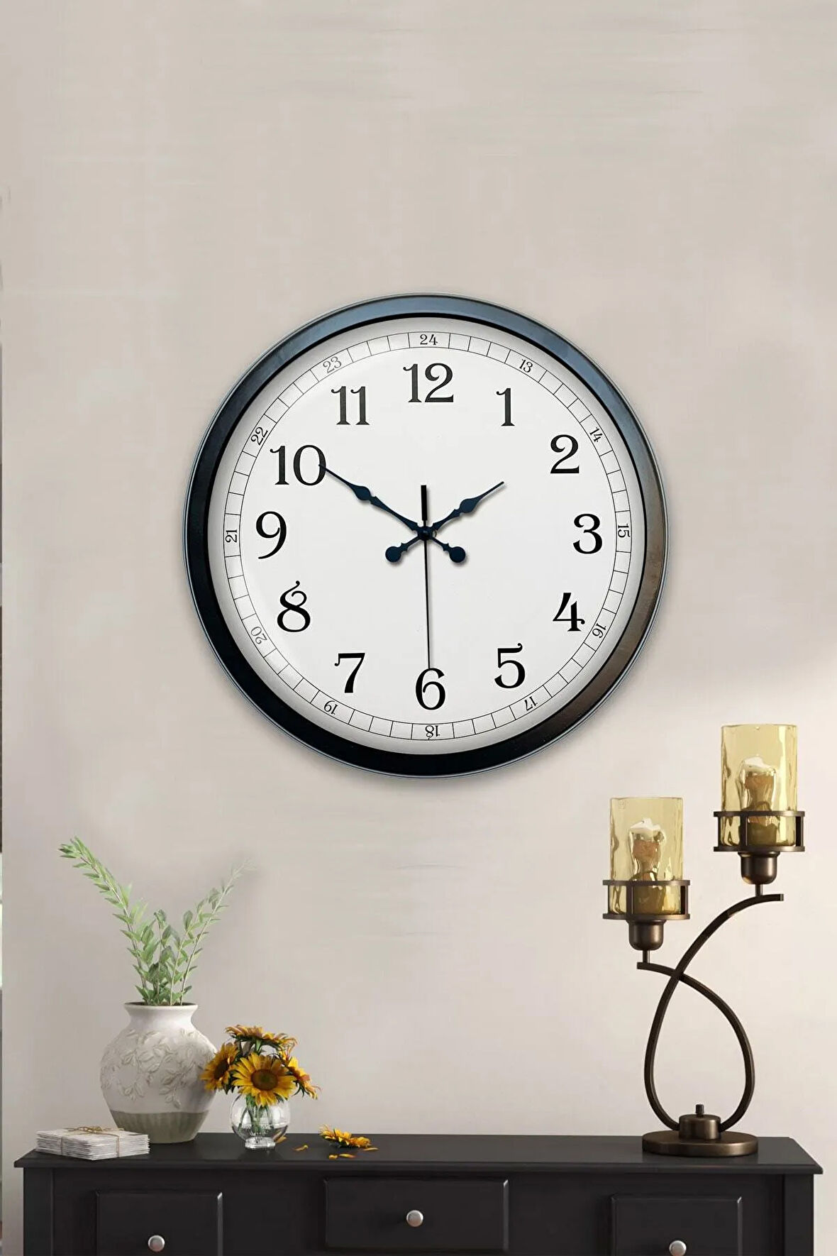 40 Cm Siyah Metal Kaplan Duvar Saati